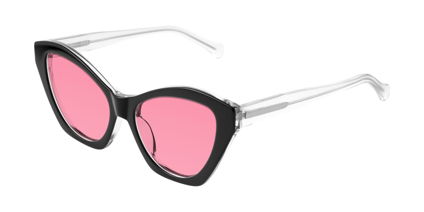 Angle of Limerick in Black/Clear with Pink Tinted Lenses