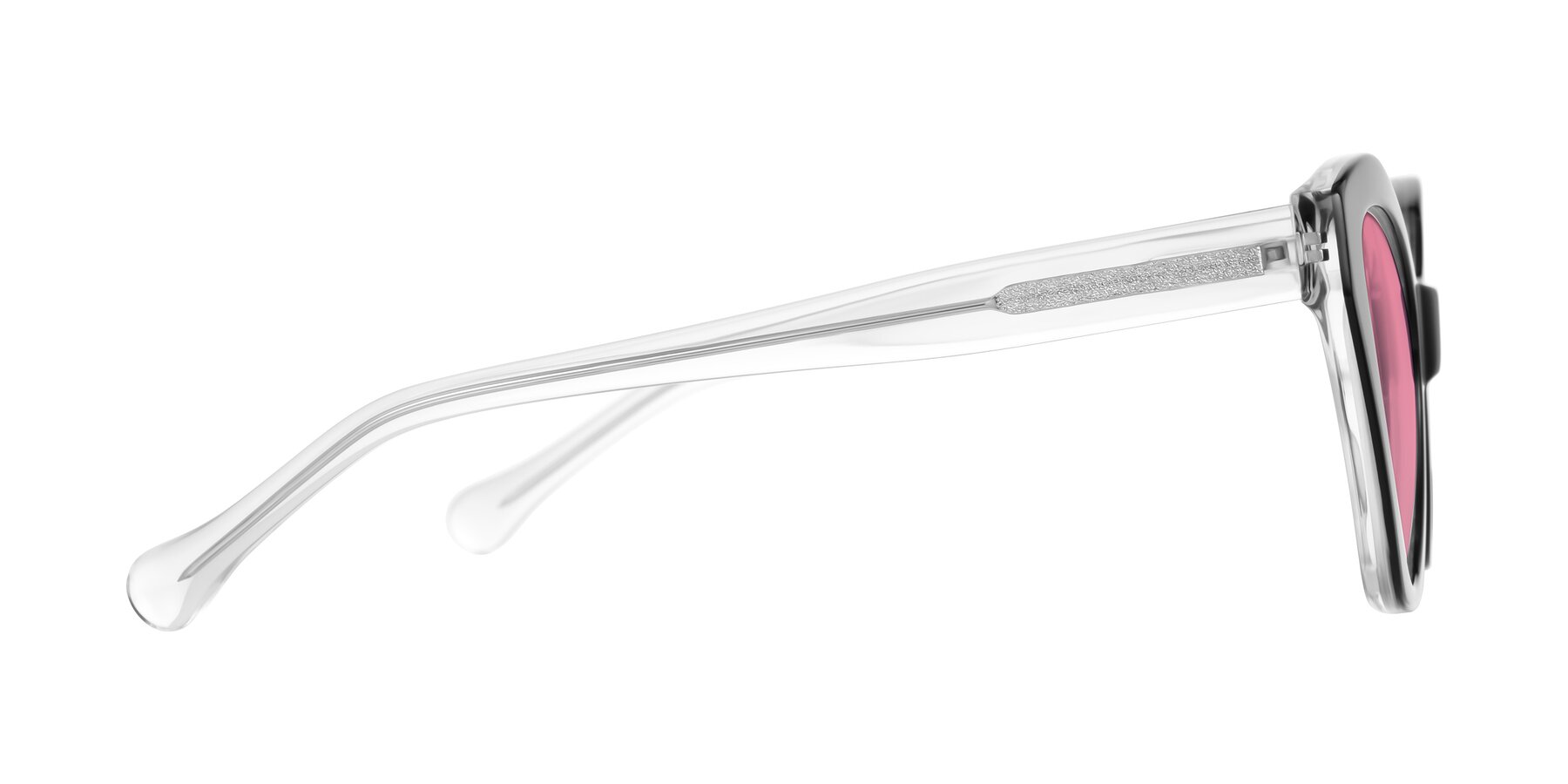 Side of Limerick in Black/Clear with Pink Tinted Lenses