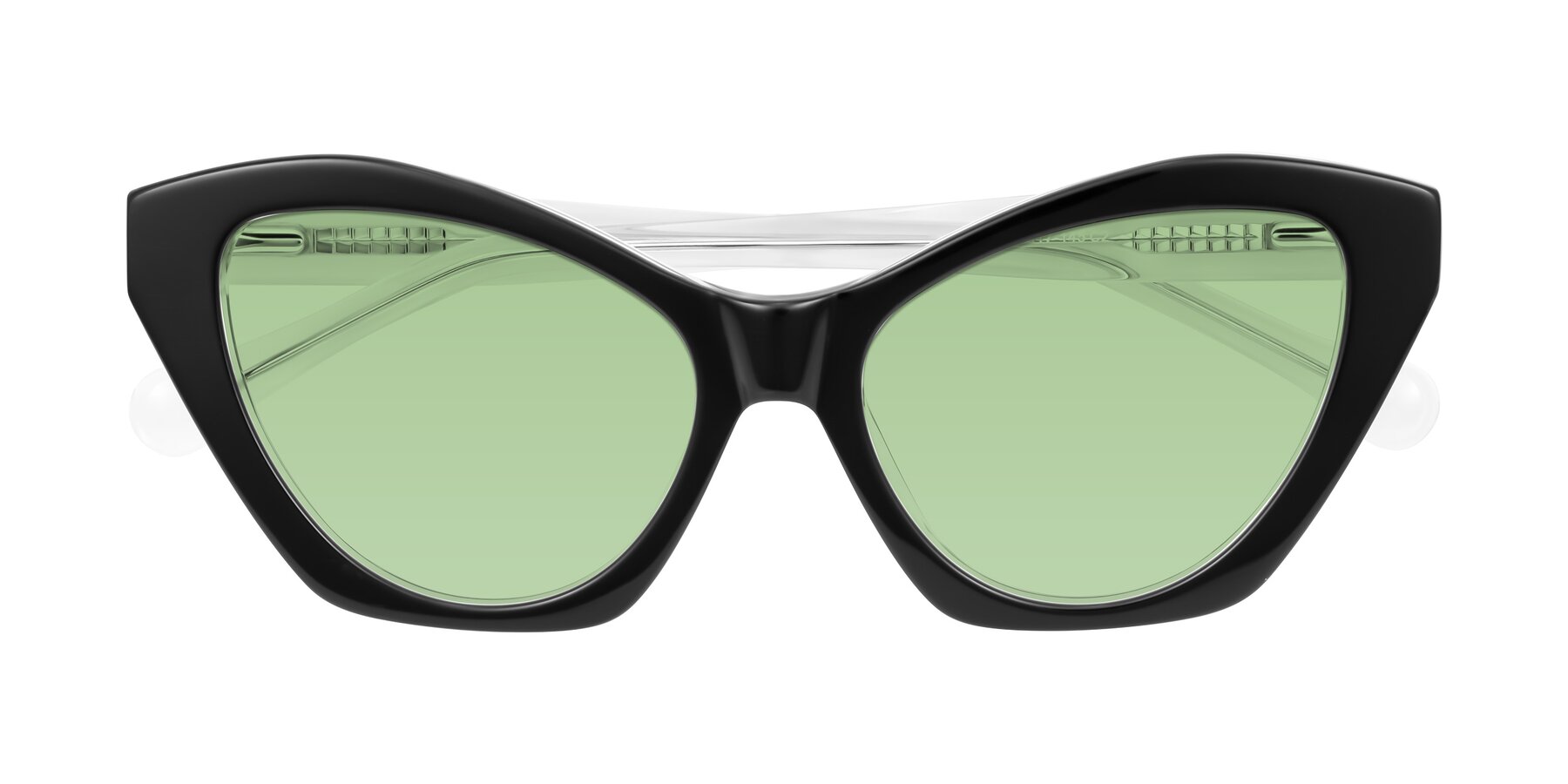 Folded Front of Limerick in Black/Clear with Medium Green Tinted Lenses