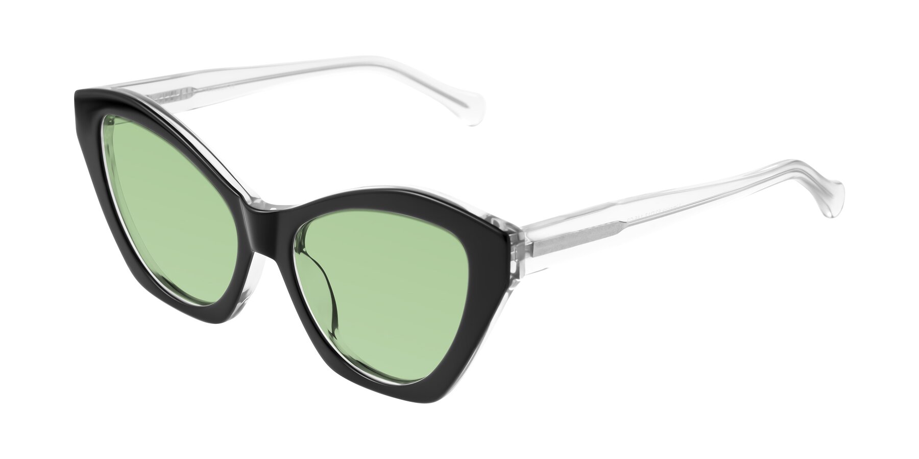 Angle of Limerick in Black/Clear with Medium Green Tinted Lenses