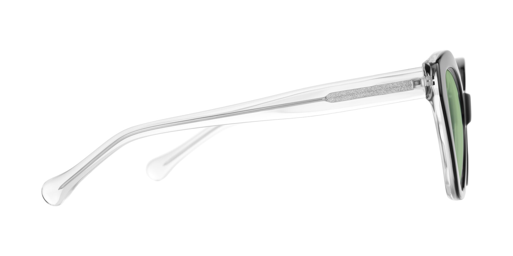 Side of Limerick in Black/Clear with Medium Green Tinted Lenses