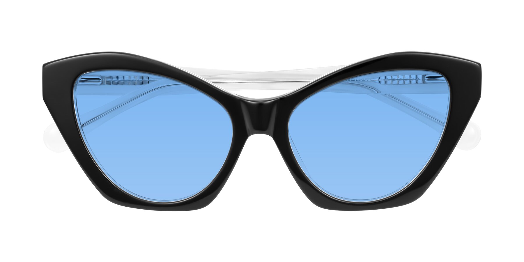 Folded Front of Limerick in Black/Clear with Medium Blue Tinted Lenses