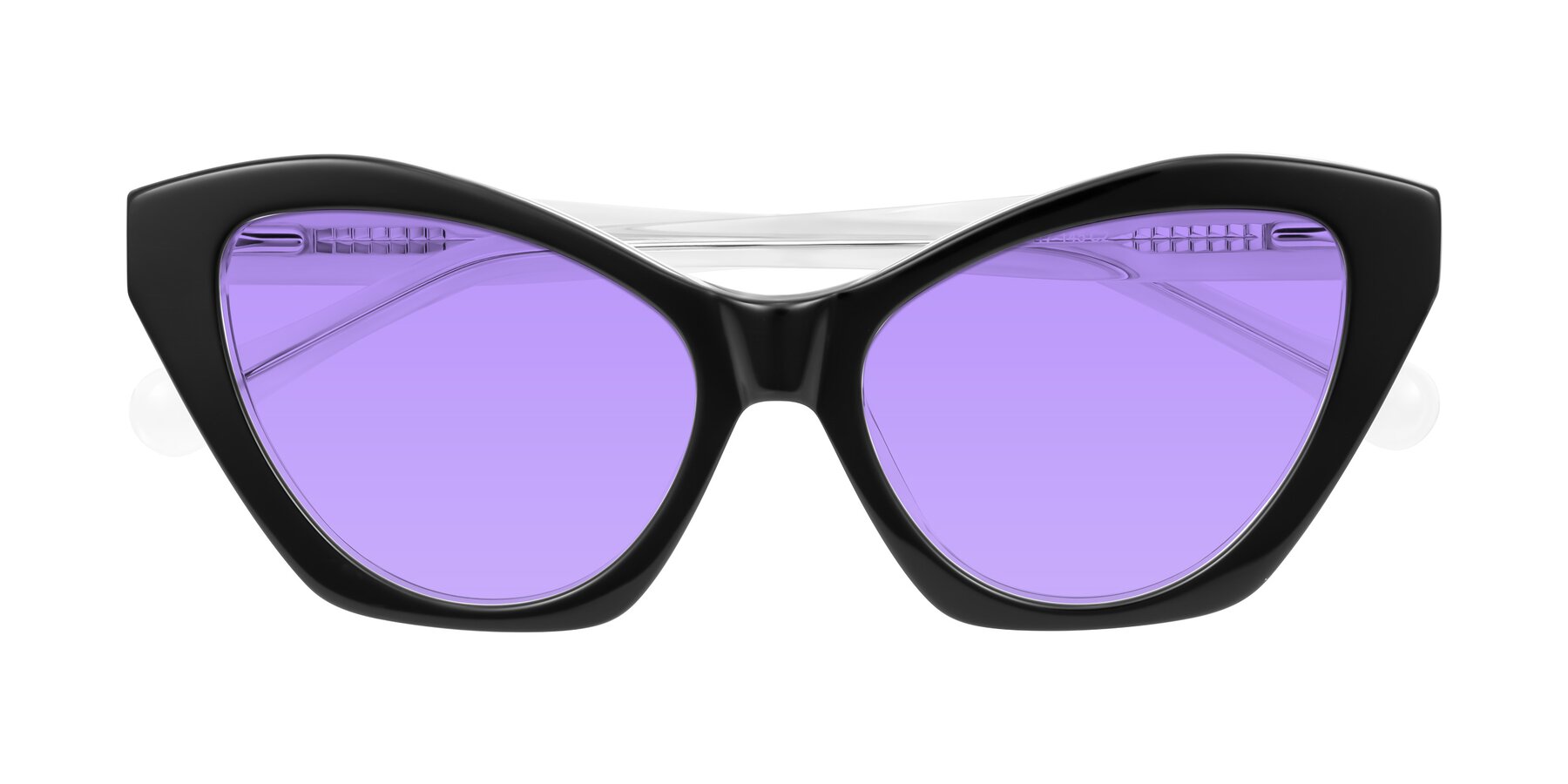 Folded Front of Limerick in Black/Clear with Medium Purple Tinted Lenses
