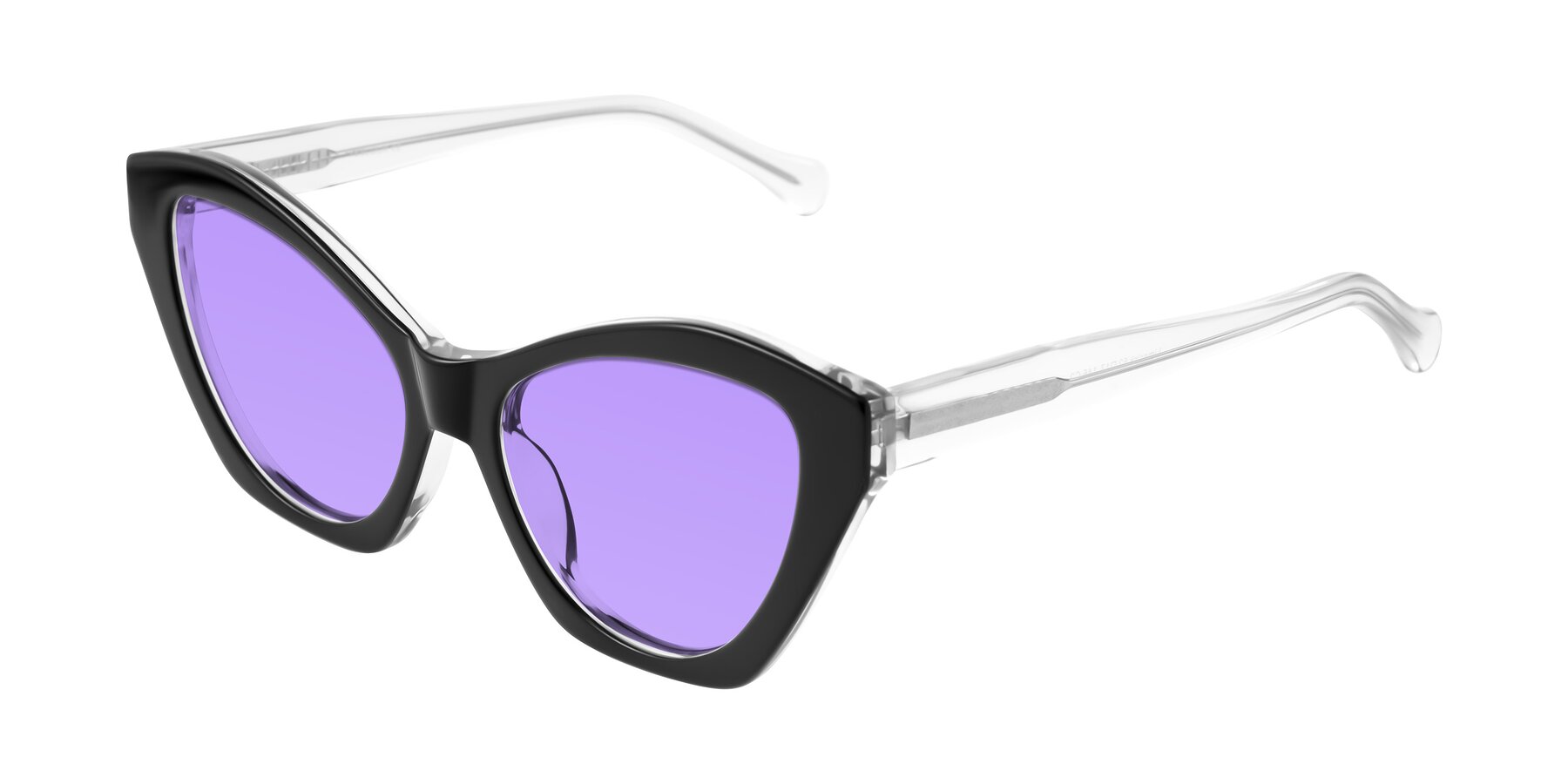 Angle of Limerick in Black/Clear with Medium Purple Tinted Lenses