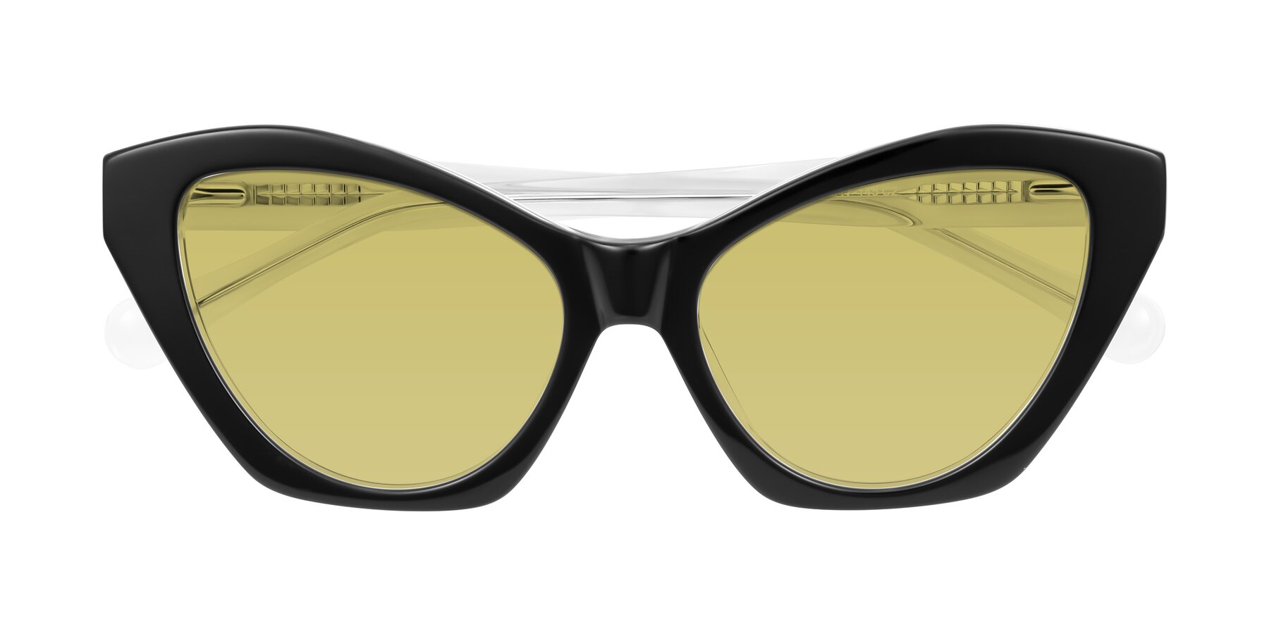 Folded Front of Limerick in Black/Clear with Medium Champagne Tinted Lenses