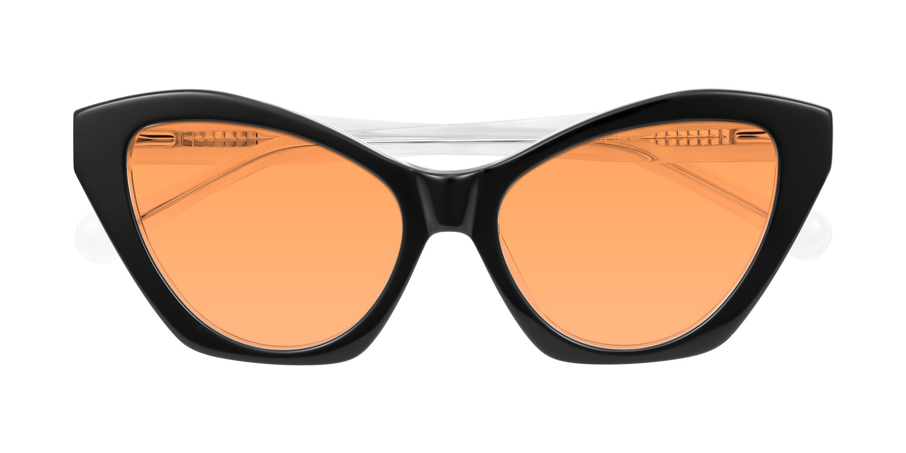Folded Front of Limerick in Black/Clear with Medium Orange Tinted Lenses