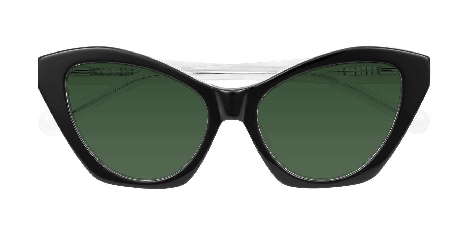 Folded Front of Limerick in Black/Clear with Green Tinted Lenses