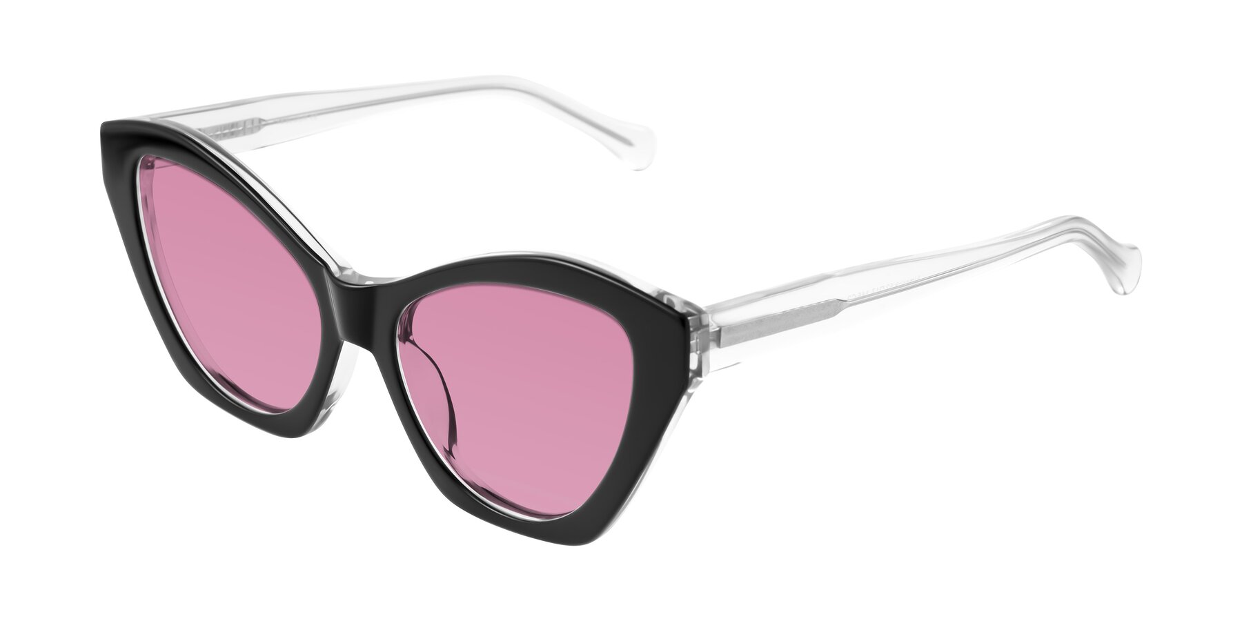 Angle of Limerick in Black/Clear with Medium Wine Tinted Lenses