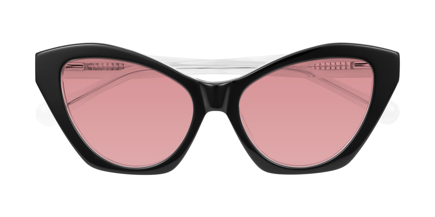 Folded Front of Limerick in Black/Clear with Medium Garnet Tinted Lenses
