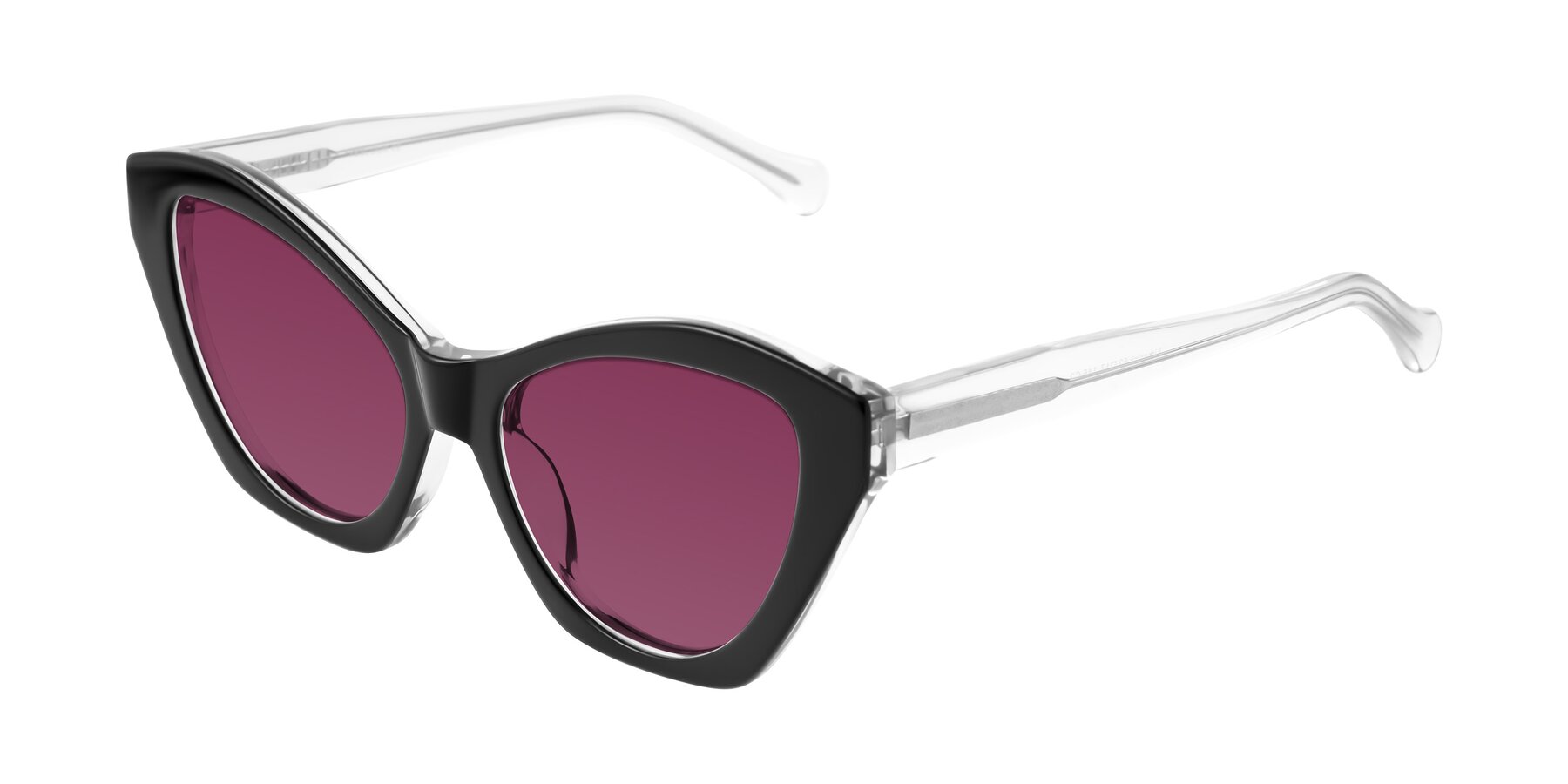 Angle of Limerick in Black/Clear with Wine Tinted Lenses