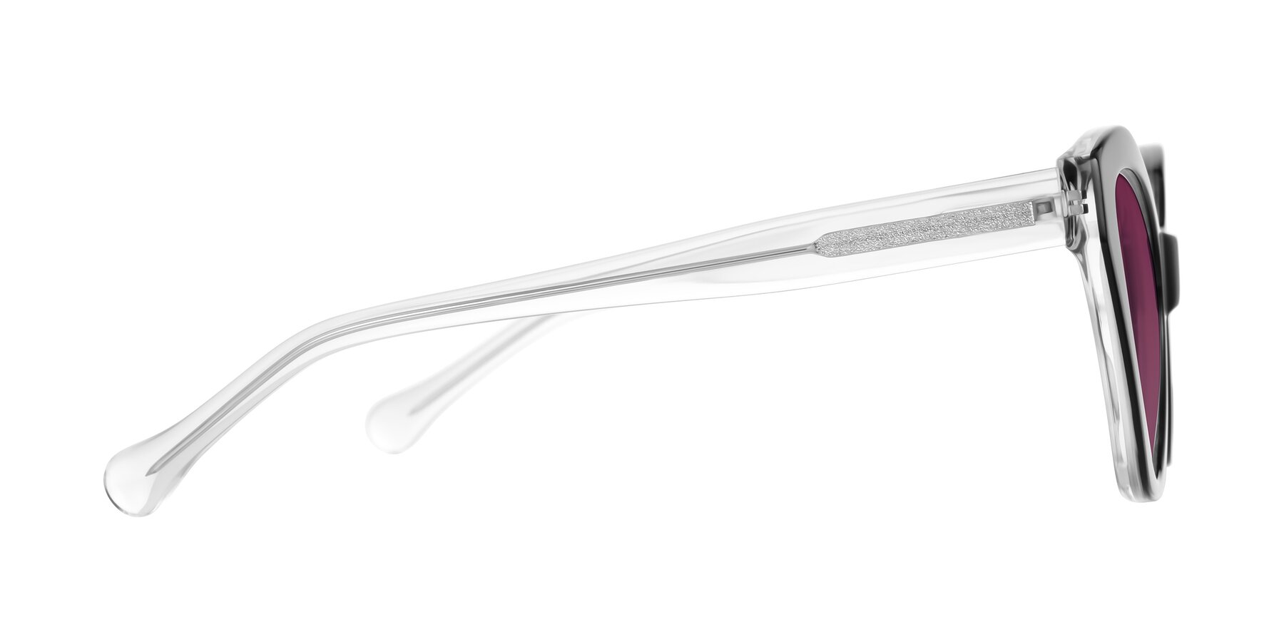 Side of Limerick in Black/Clear with Wine Tinted Lenses