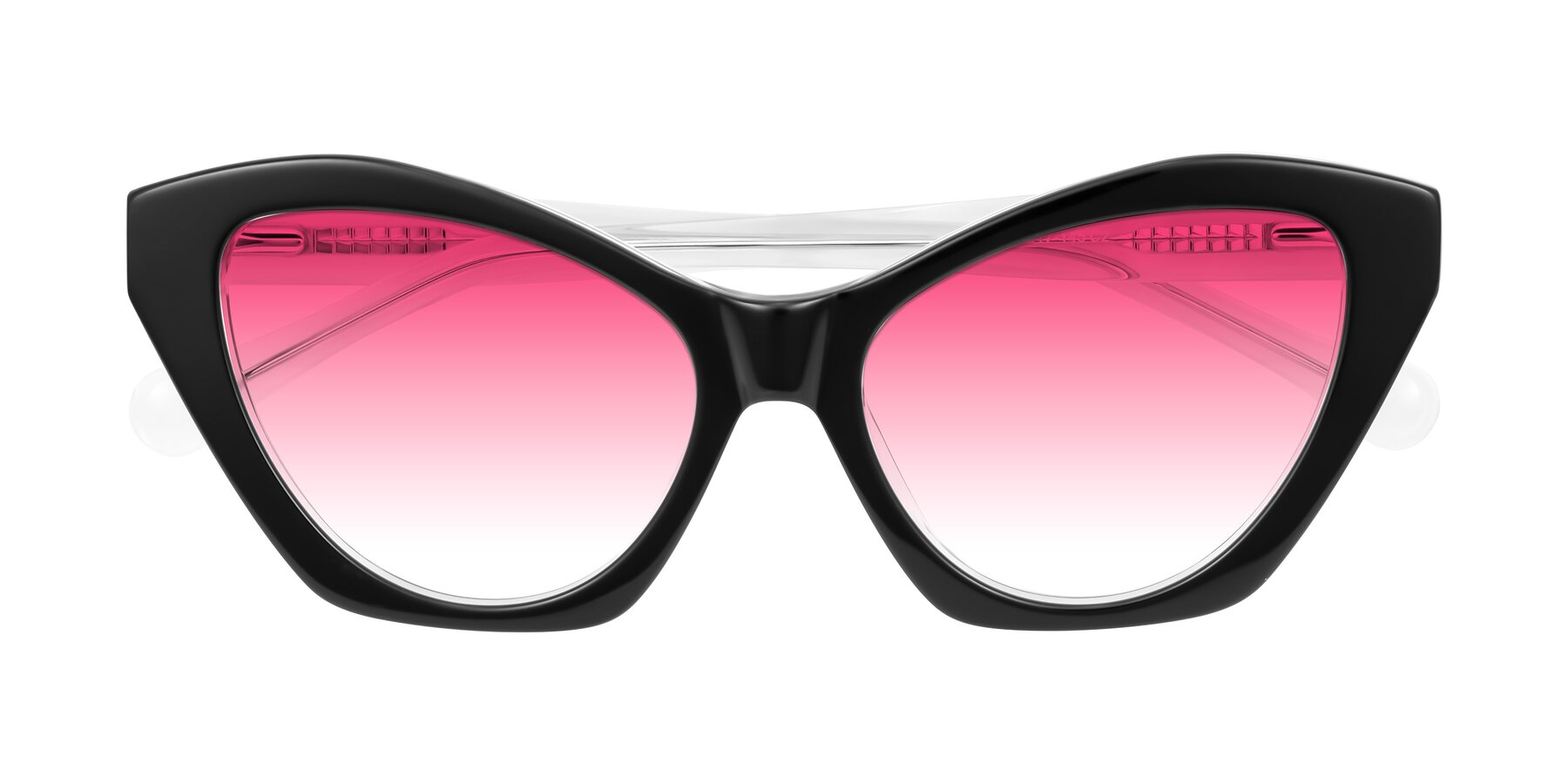 Folded Front of Limerick in Black/Clear with Pink Gradient Lenses