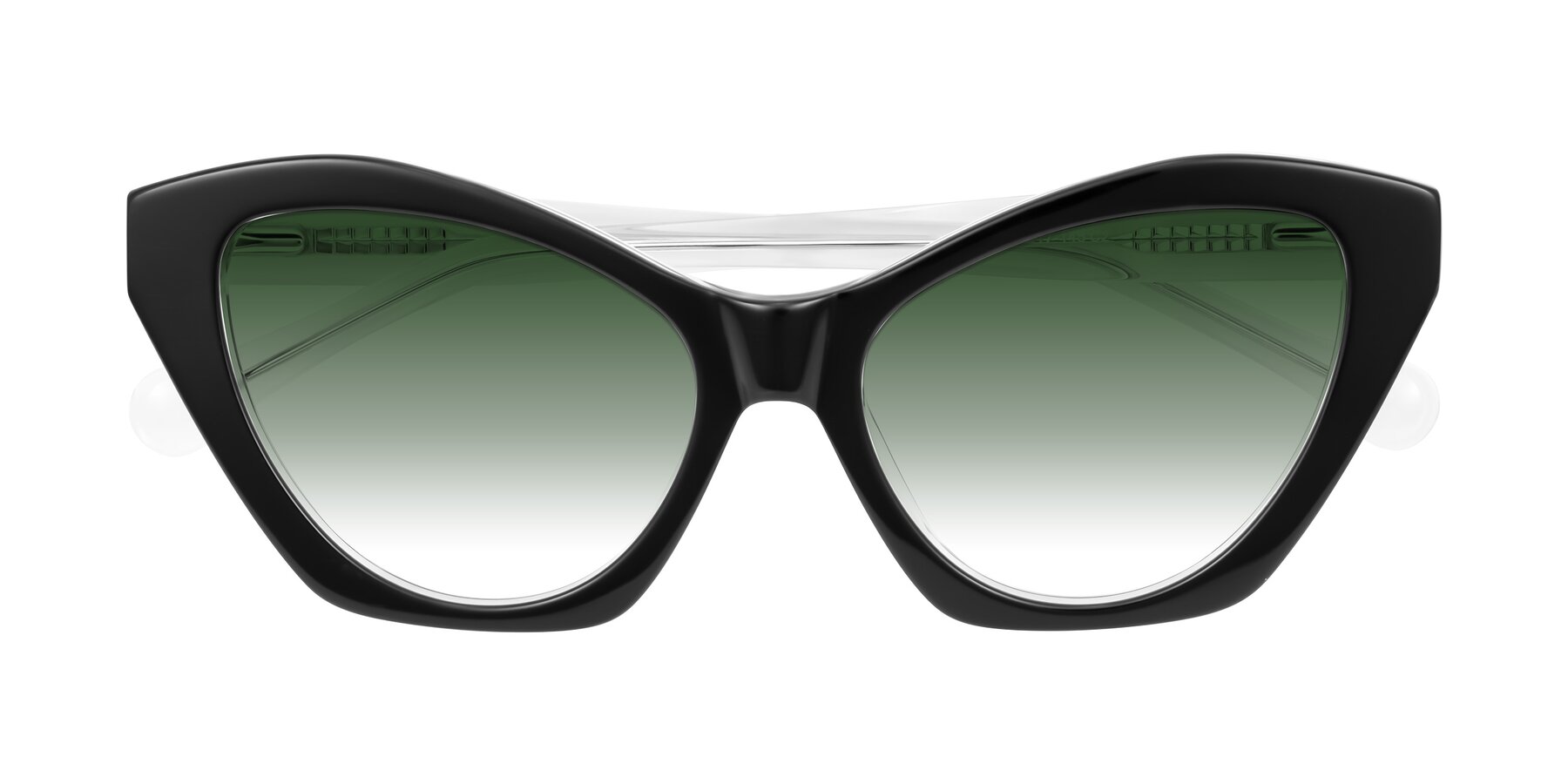 Folded Front of Limerick in Black/Clear with Green Gradient Lenses