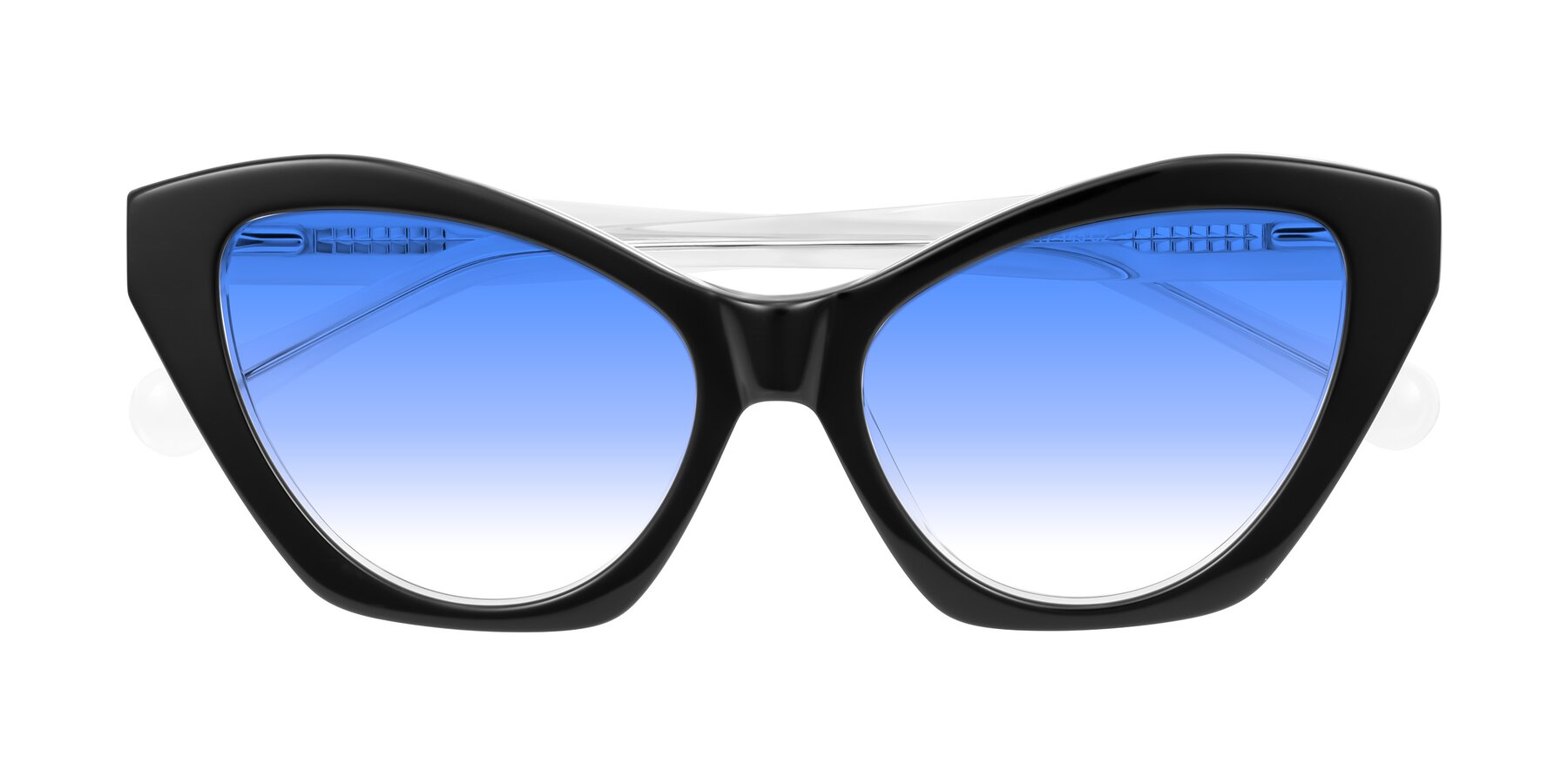 Folded Front of Limerick in Black/Clear with Blue Gradient Lenses