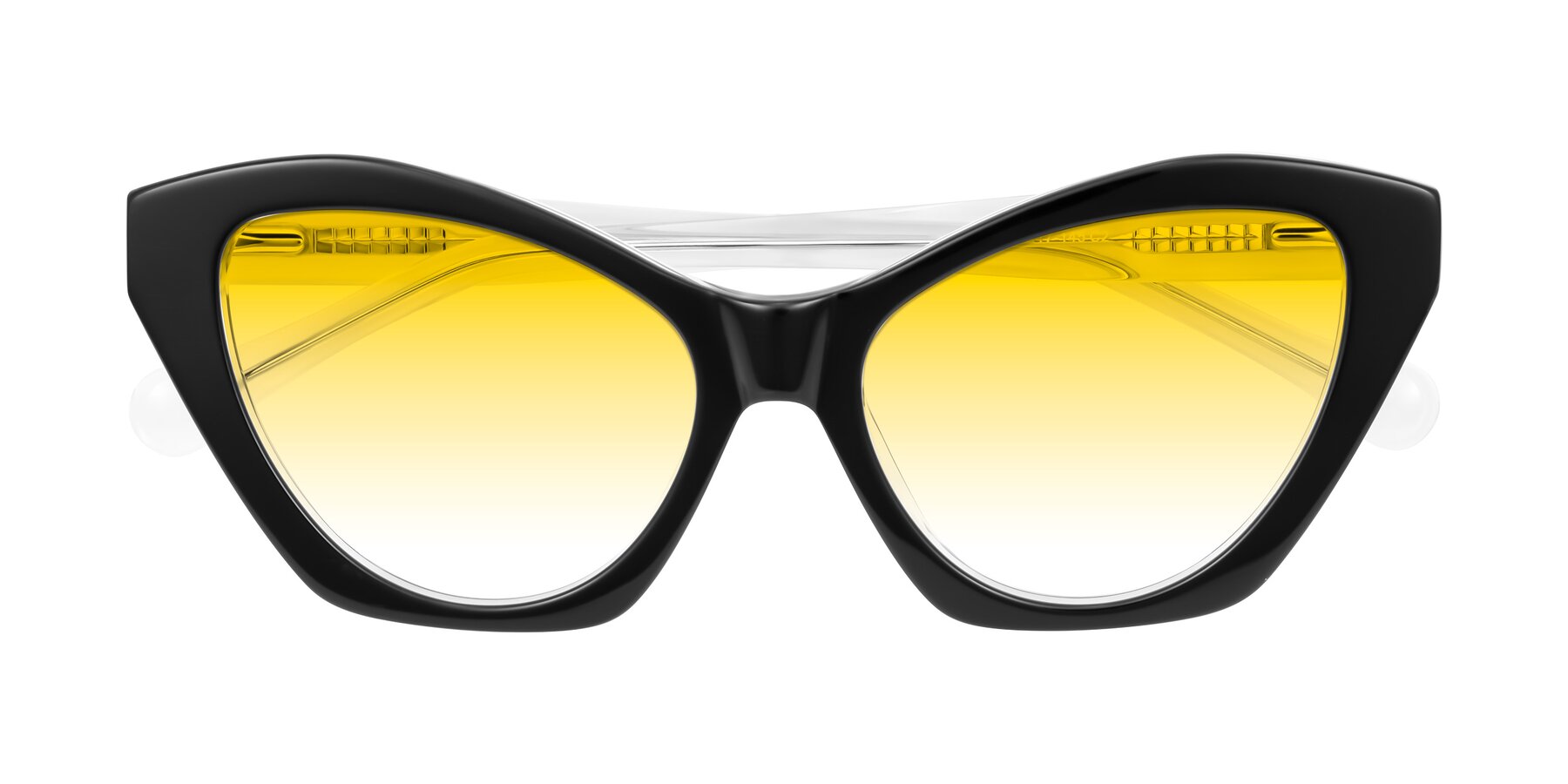 Folded Front of Limerick in Black/Clear with Yellow Gradient Lenses