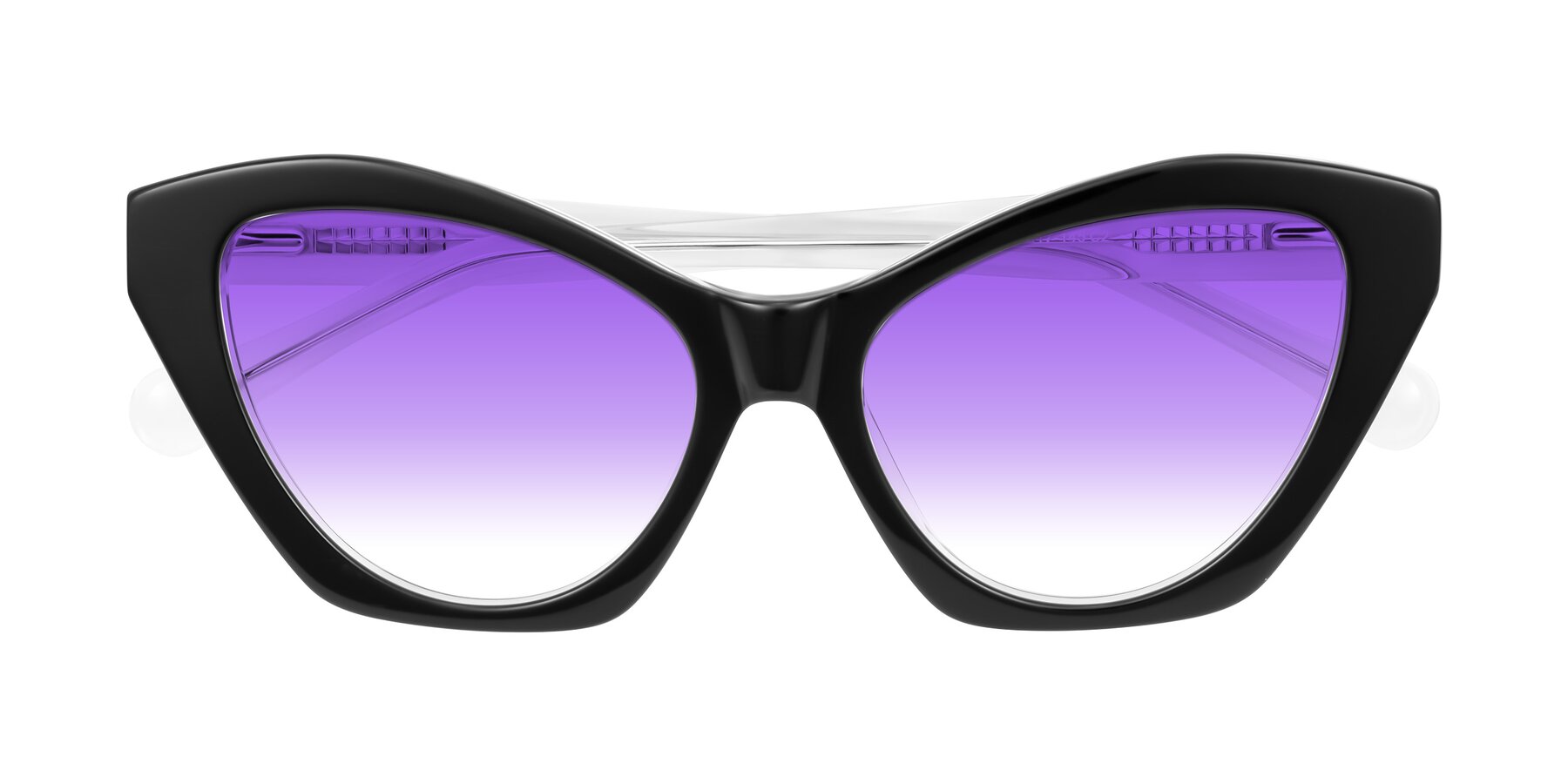 Folded Front of Limerick in Black/Clear with Purple Gradient Lenses