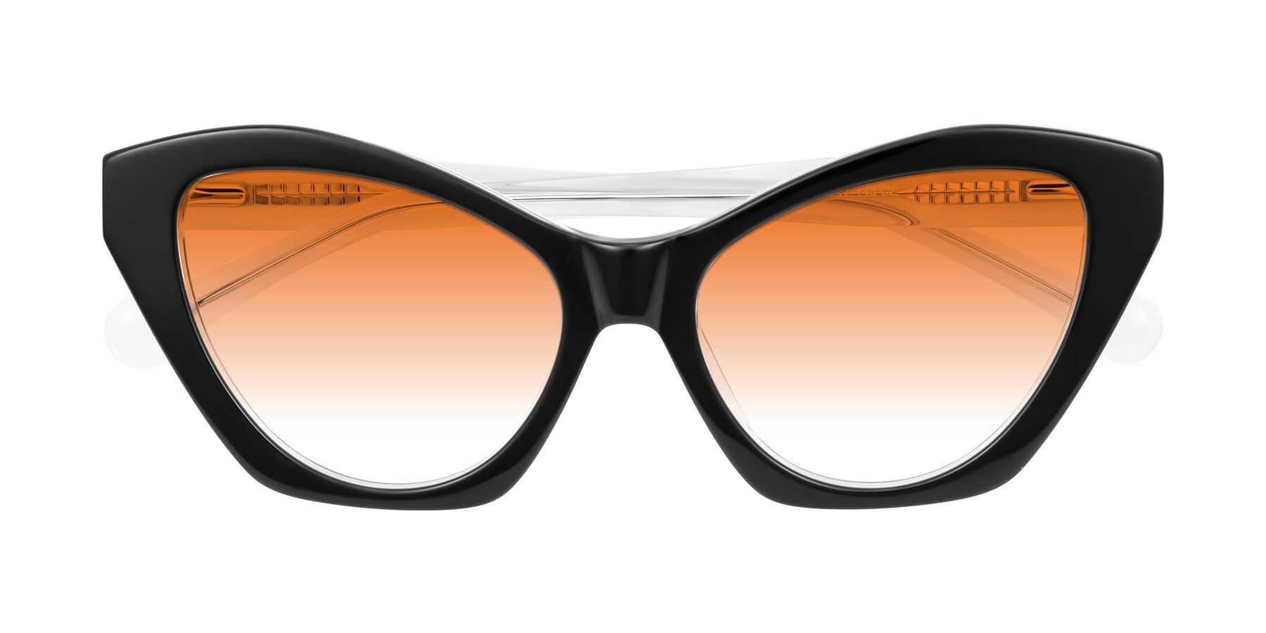 Folded Front of Limerick in Black/Clear with Orange Gradient Lenses