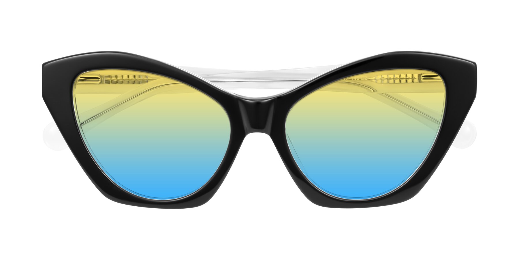Folded Front of Limerick in Black/Clear with Yellow / Blue Gradient Lenses