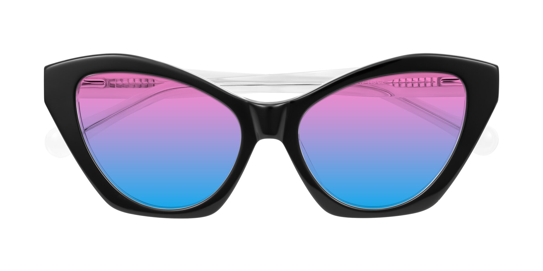 Folded Front of Limerick in Black/Clear with Pink / Blue Gradient Lenses