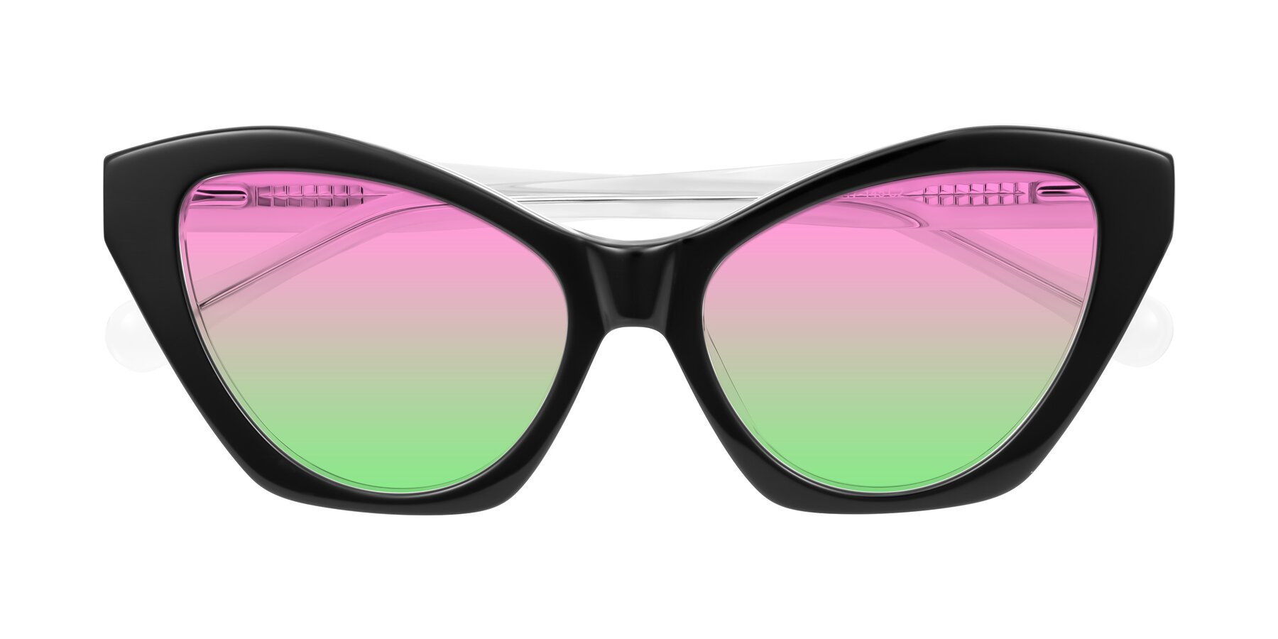 Folded Front of Limerick in Black/Clear with Pink / Green Gradient Lenses