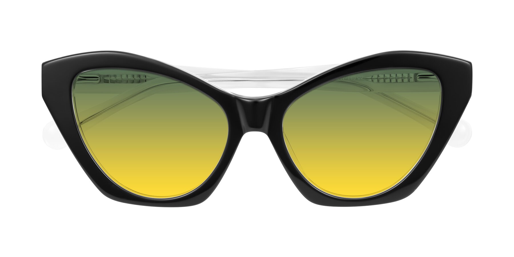 Folded Front of Limerick in Black/Clear with Green / Yellow Gradient Lenses