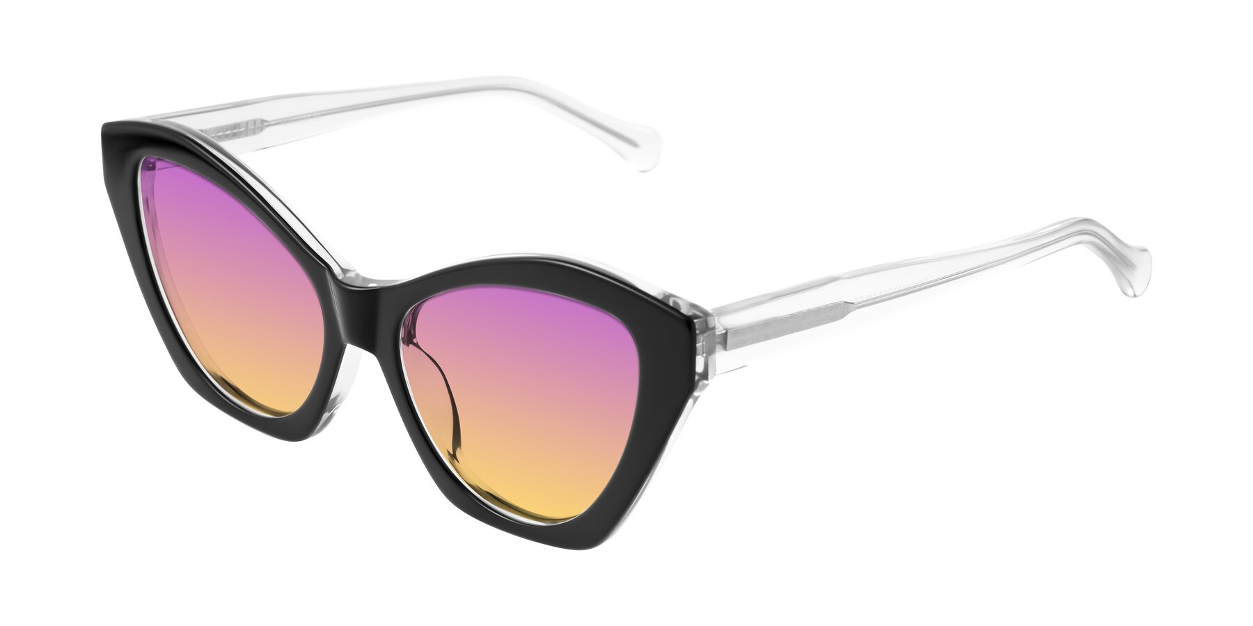 Angle of Limerick in Black/Clear with Purple / Yellow Gradient Lenses