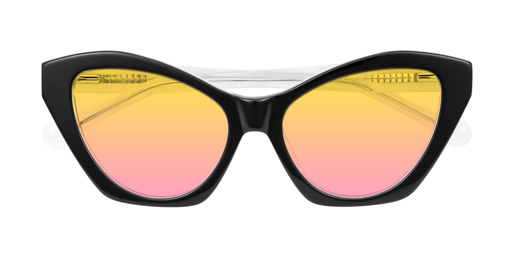 Folded Front of Limerick in Black/Clear with Yellow / Pink Gradient Lenses