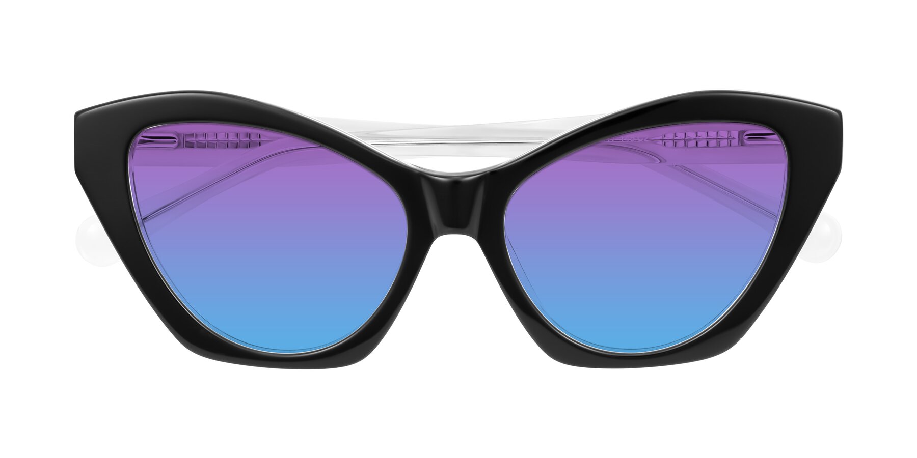 Folded Front of Limerick in Black/Clear with Purple / Blue Gradient Lenses