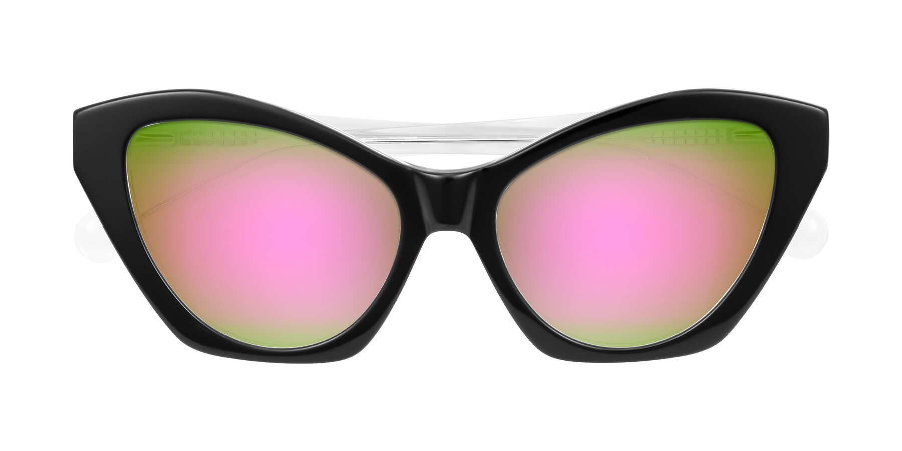Folded Front of Limerick in Black/Clear with Pink Mirrored Lenses
