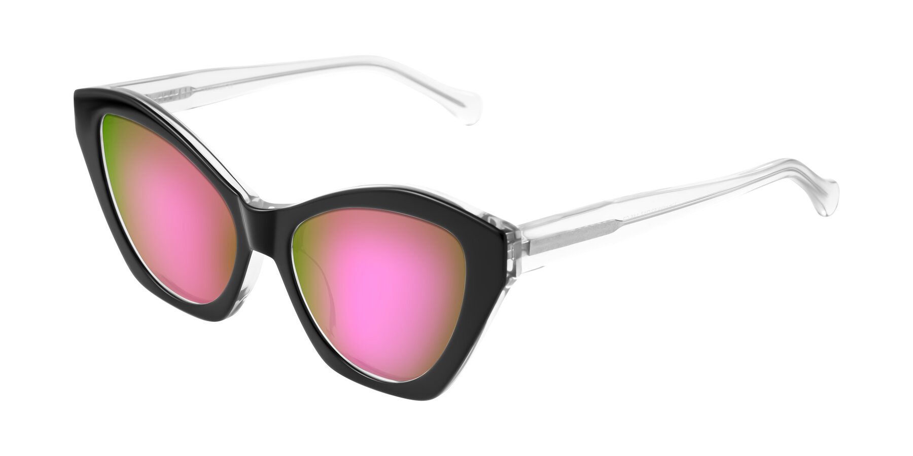 Angle of Limerick in Black/Clear with Pink Mirrored Lenses