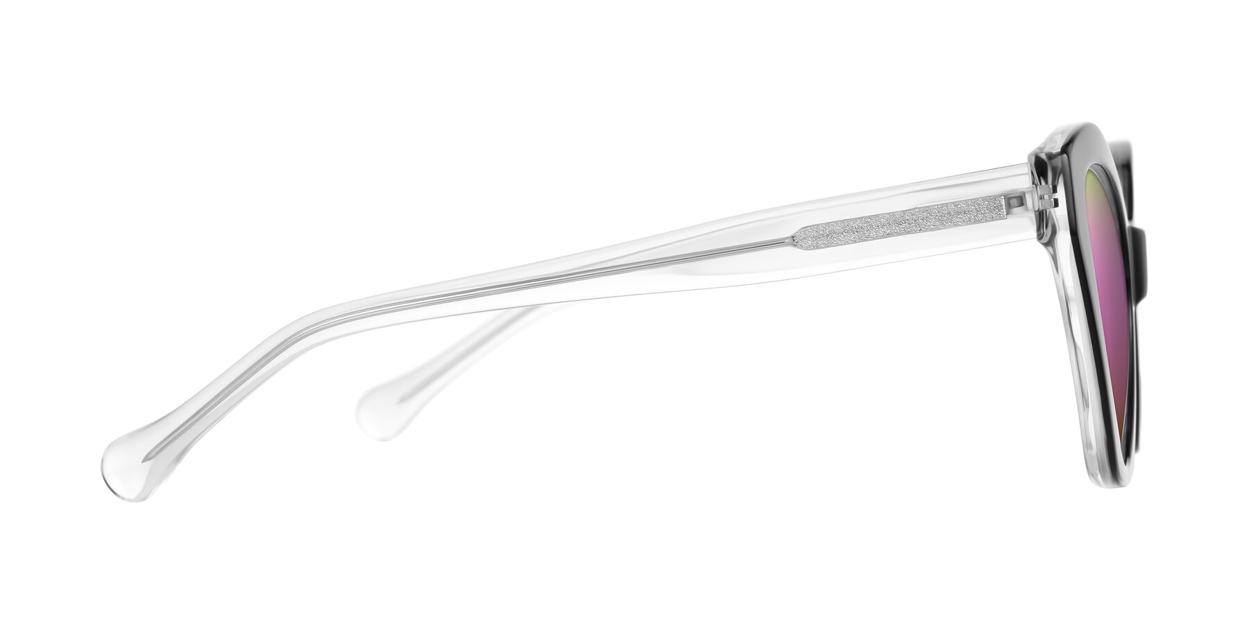 Side of Limerick in Black/Clear with Pink Mirrored Lenses