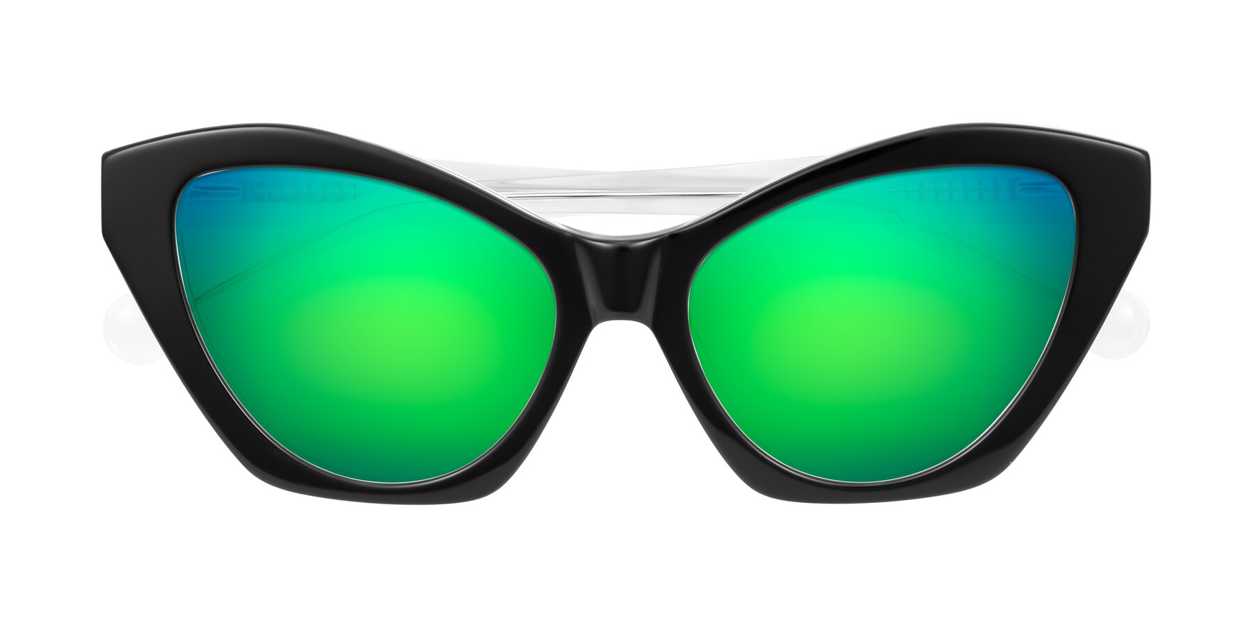 Folded Front of Limerick in Black/Clear with Green Mirrored Lenses