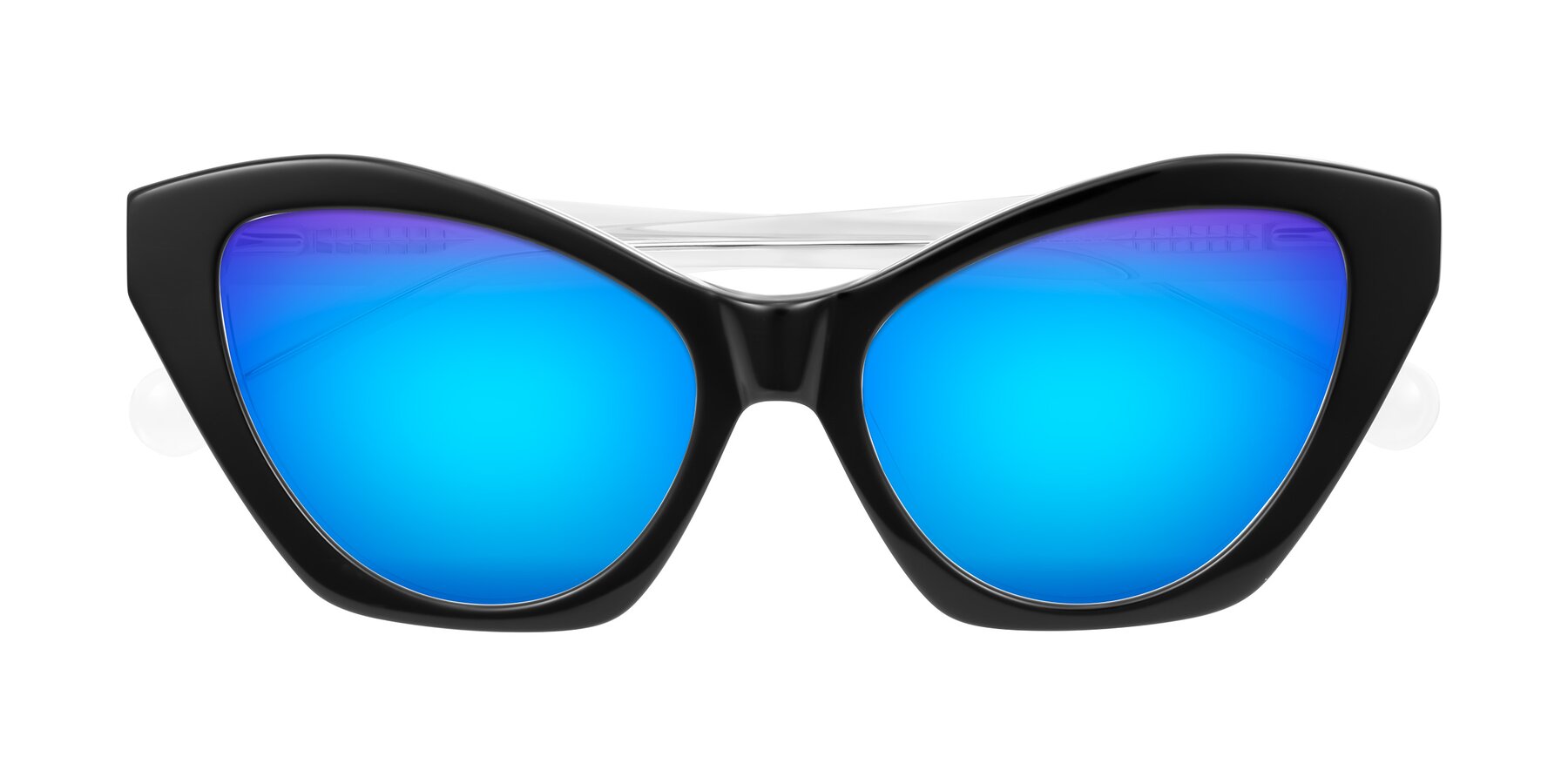 Folded Front of Limerick in Black/Clear with Blue Mirrored Lenses