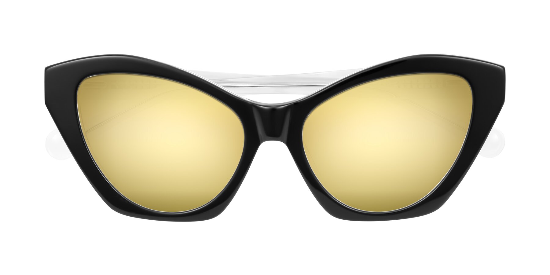 Folded Front of Limerick in Black/Clear with Gold Mirrored Lenses