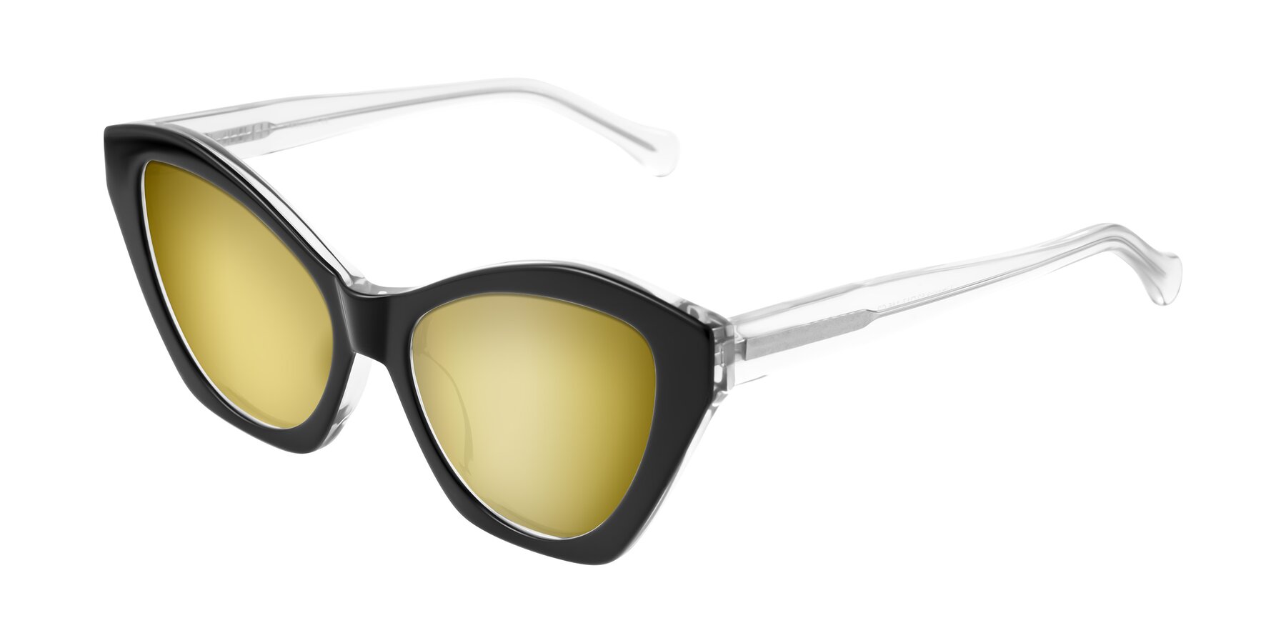 Angle of Limerick in Black/Clear with Gold Mirrored Lenses