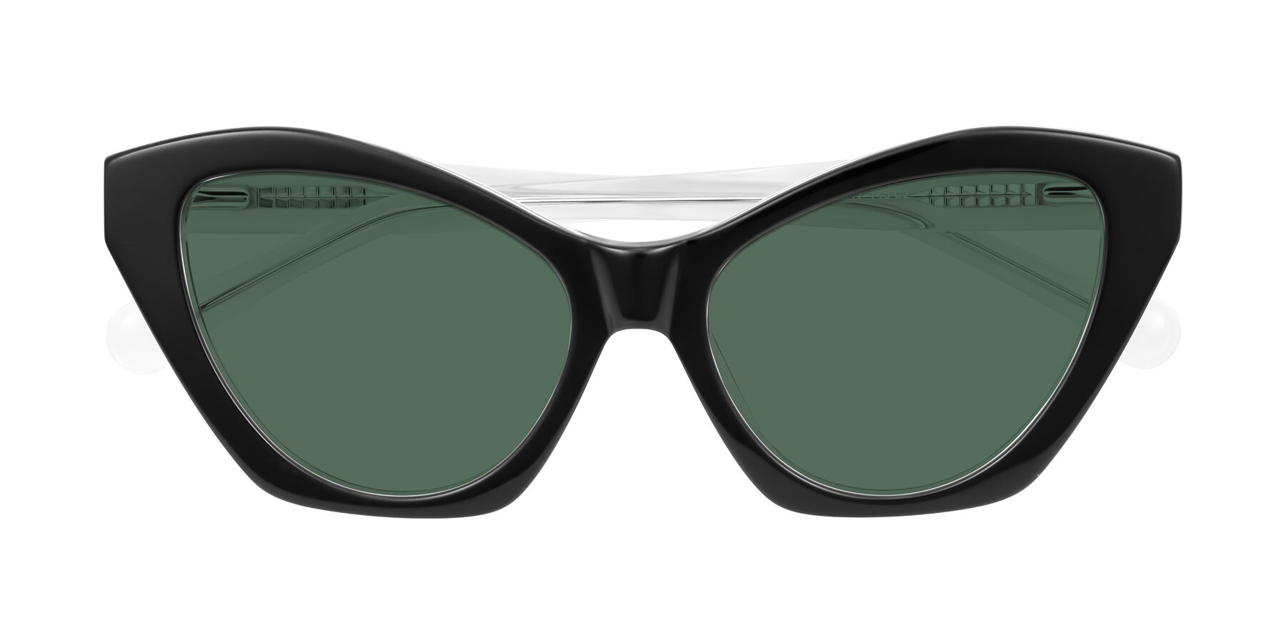 Folded Front of Limerick in Black/Clear with Green Polarized Lenses