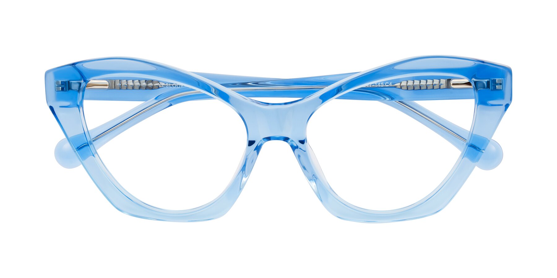 Folded Front of Limerick in Transparent Blue with Clear Eyeglass Lenses