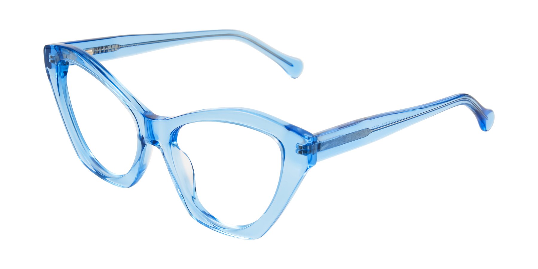 Angle of Limerick in Transparent Blue with Clear Eyeglass Lenses