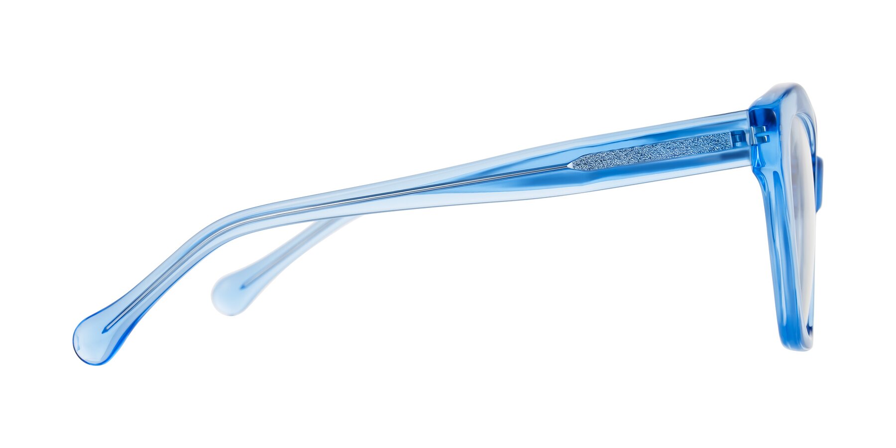 Side of Limerick in Transparent Blue with Clear Eyeglass Lenses