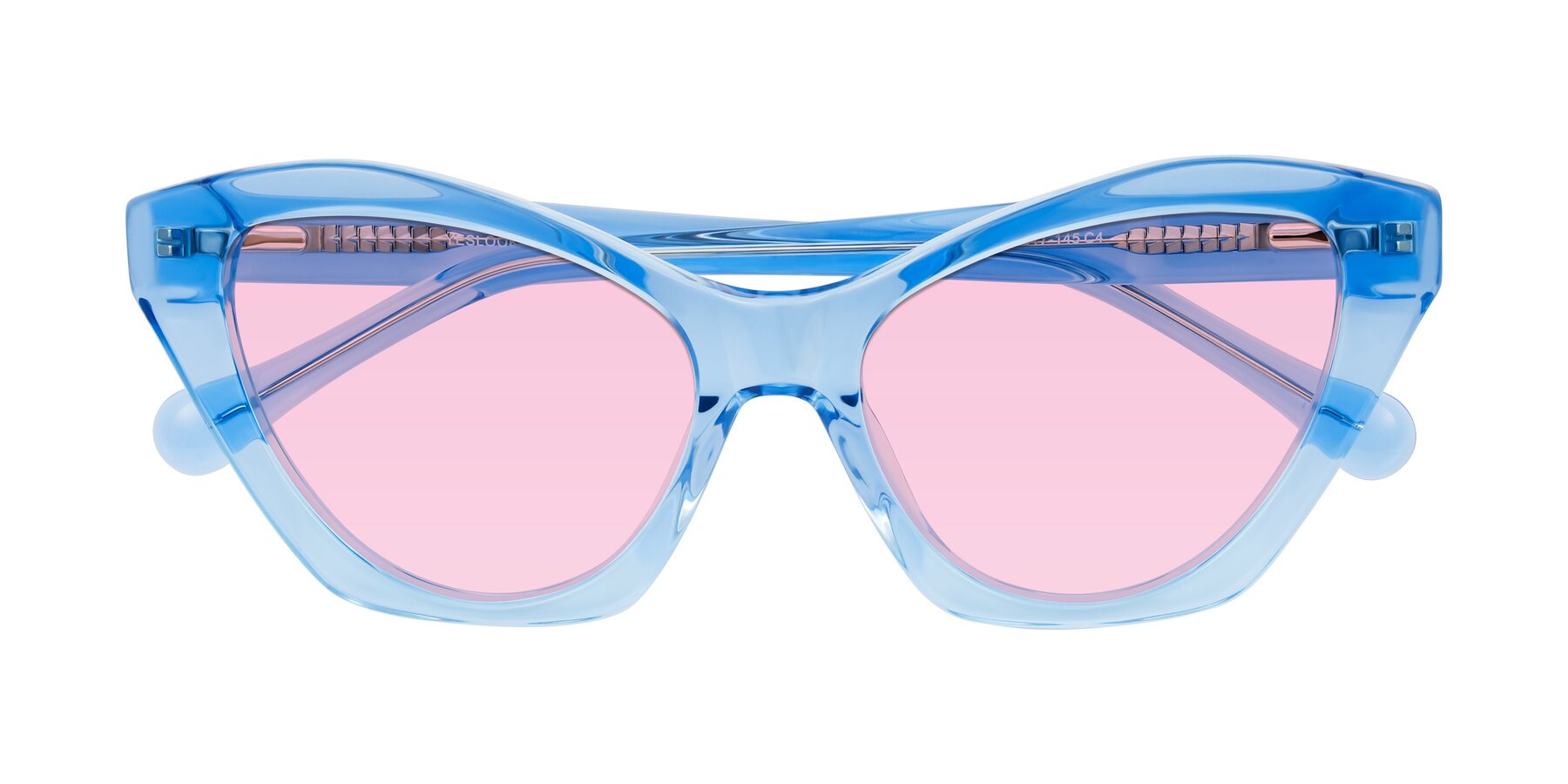 Folded Front of Limerick in Transparent Blue with Light Pink Tinted Lenses