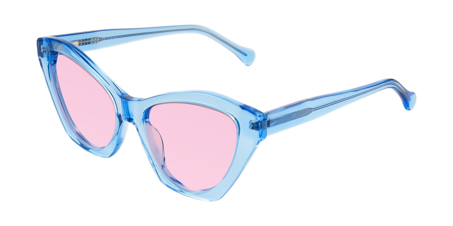 Angle of Limerick in Transparent Blue with Light Pink Tinted Lenses