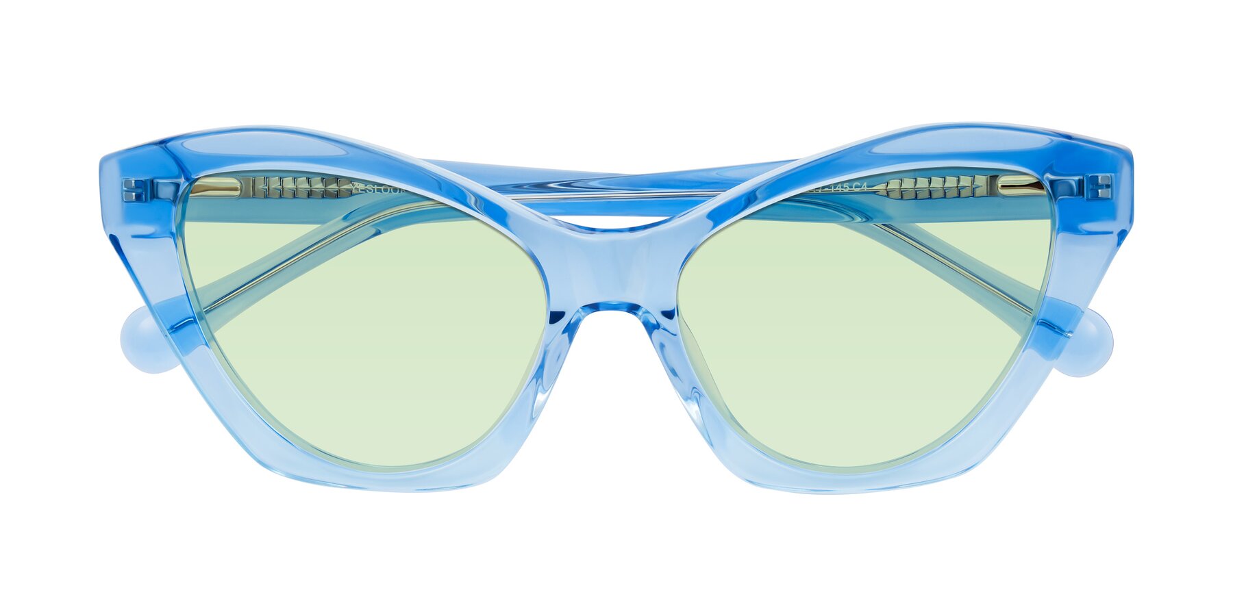 Folded Front of Limerick in Transparent Blue with Light Green Tinted Lenses