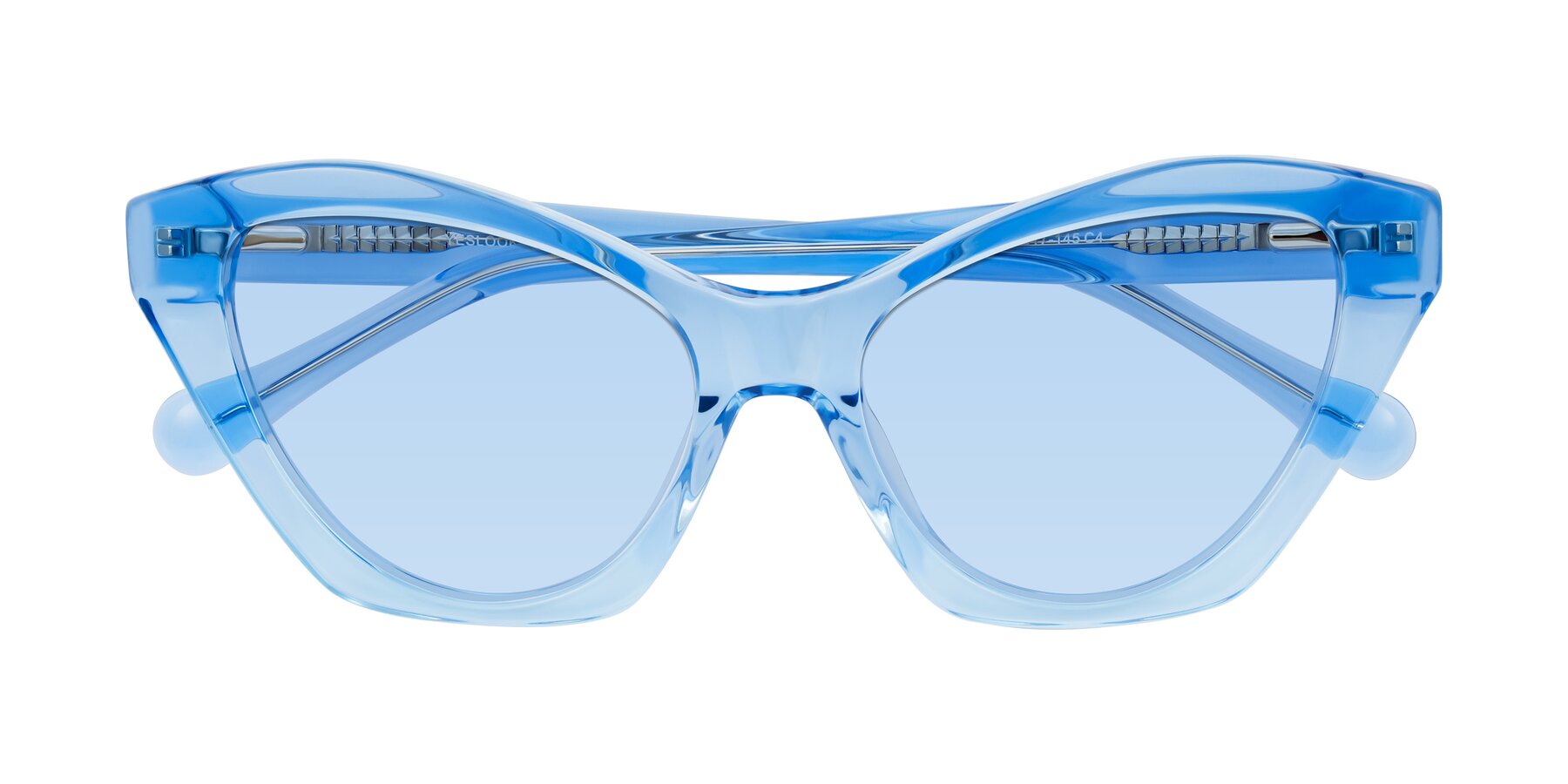 Folded Front of Limerick in Transparent Blue with Light Blue Tinted Lenses