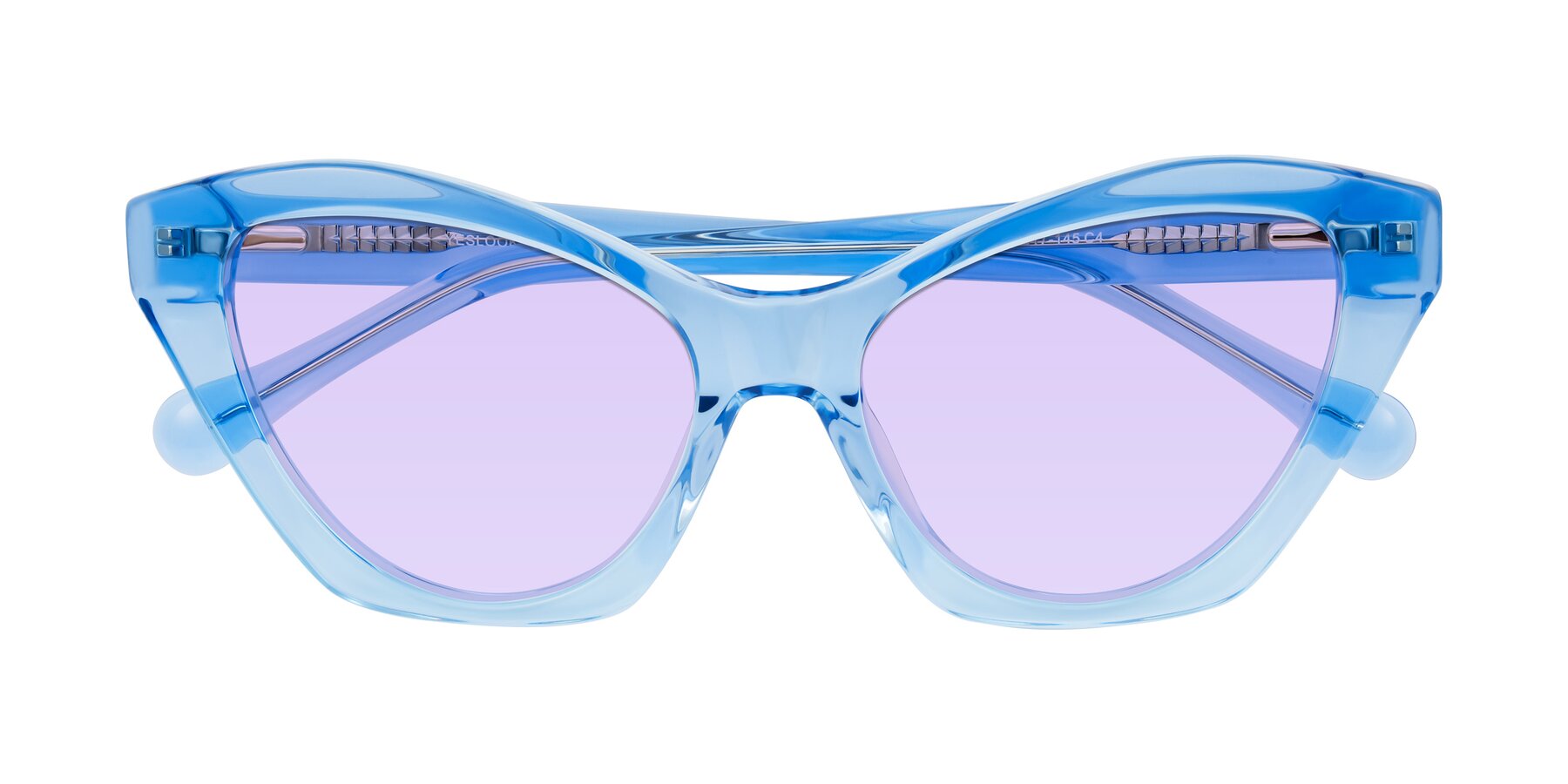 Folded Front of Limerick in Transparent Blue with Light Purple Tinted Lenses