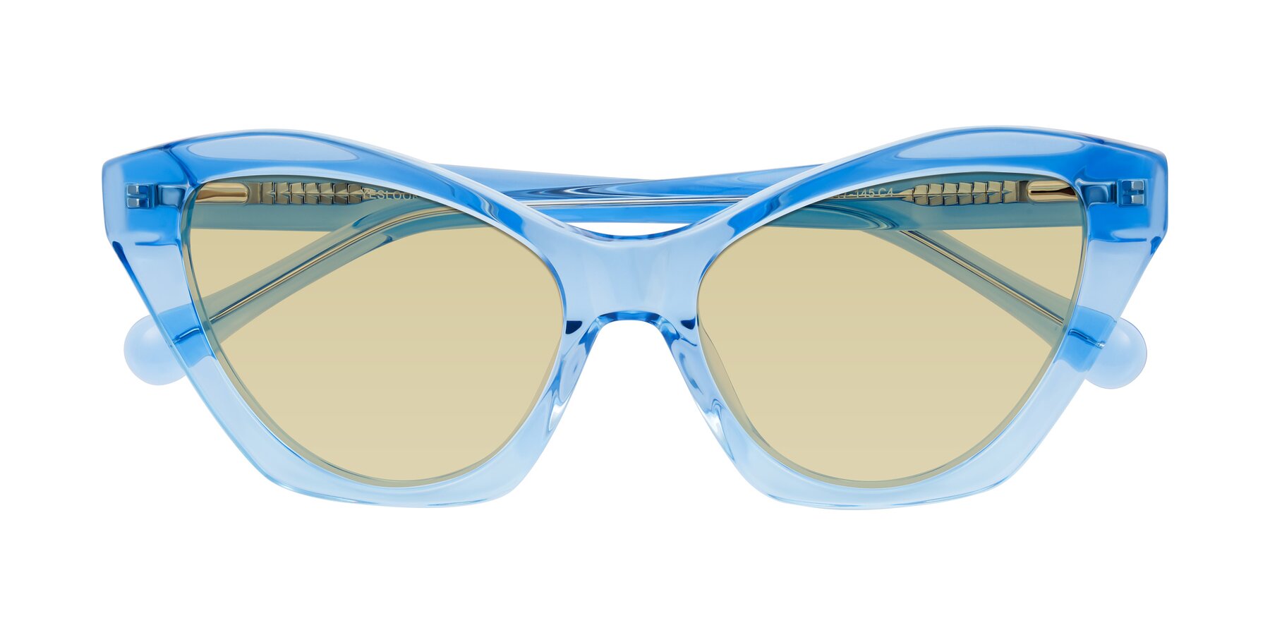 Folded Front of Limerick in Transparent Blue with Light Champagne Tinted Lenses