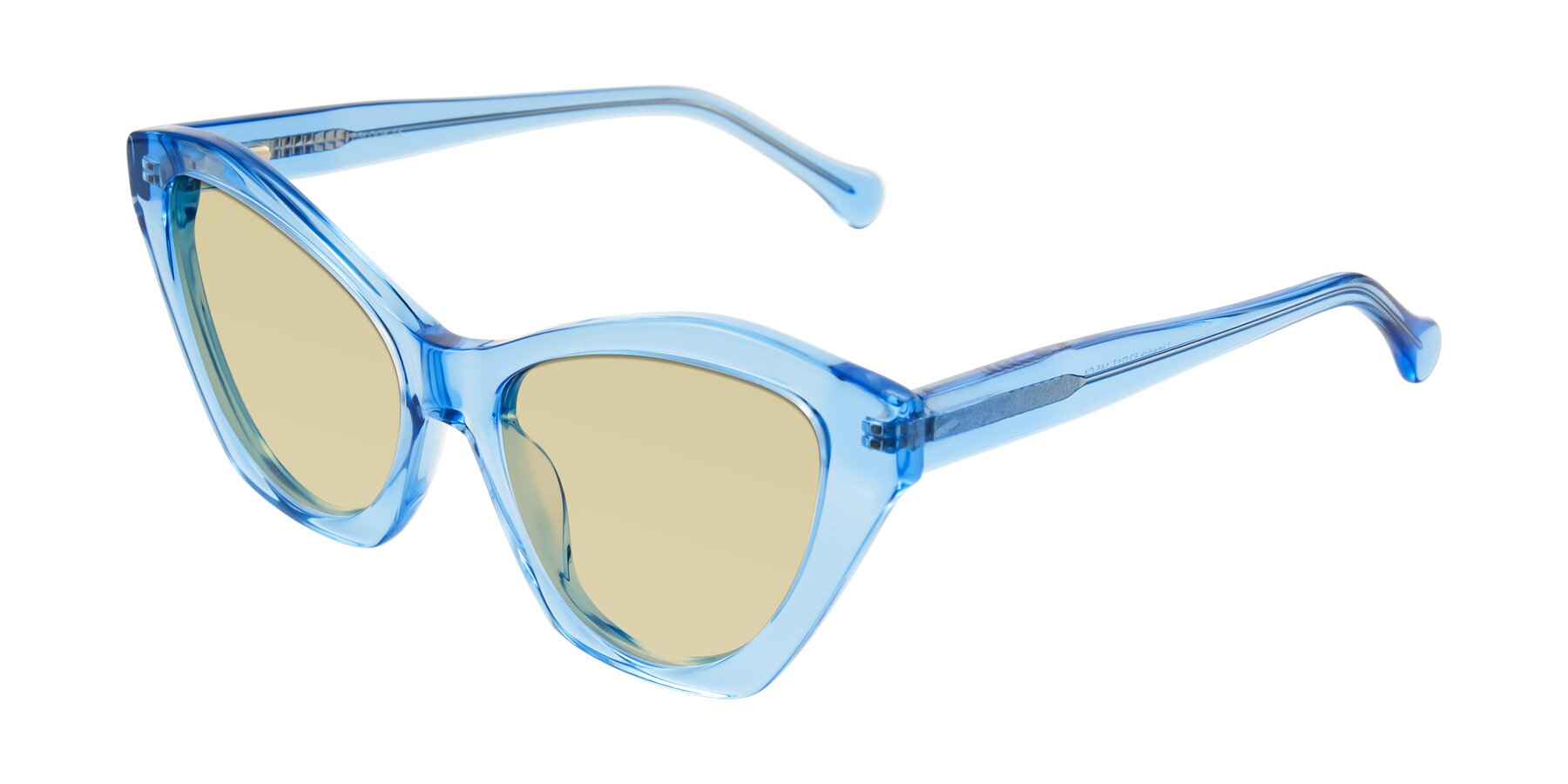 Angle of Limerick in Transparent Blue with Light Champagne Tinted Lenses