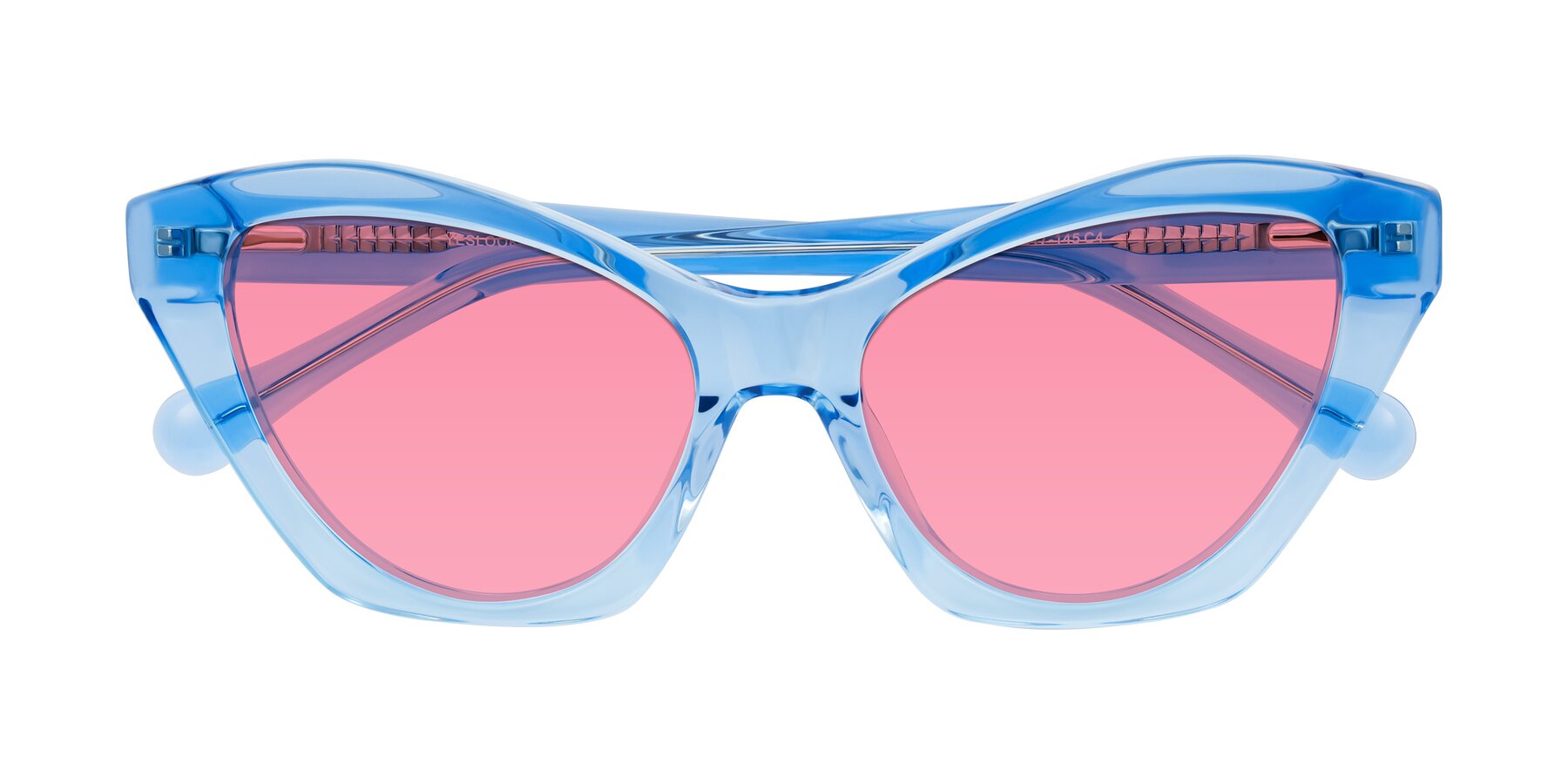 Folded Front of Limerick in Transparent Blue with Pink Tinted Lenses