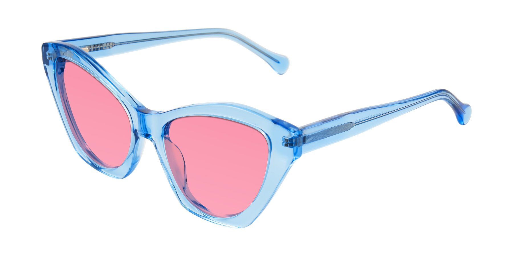 Angle of Limerick in Transparent Blue with Pink Tinted Lenses