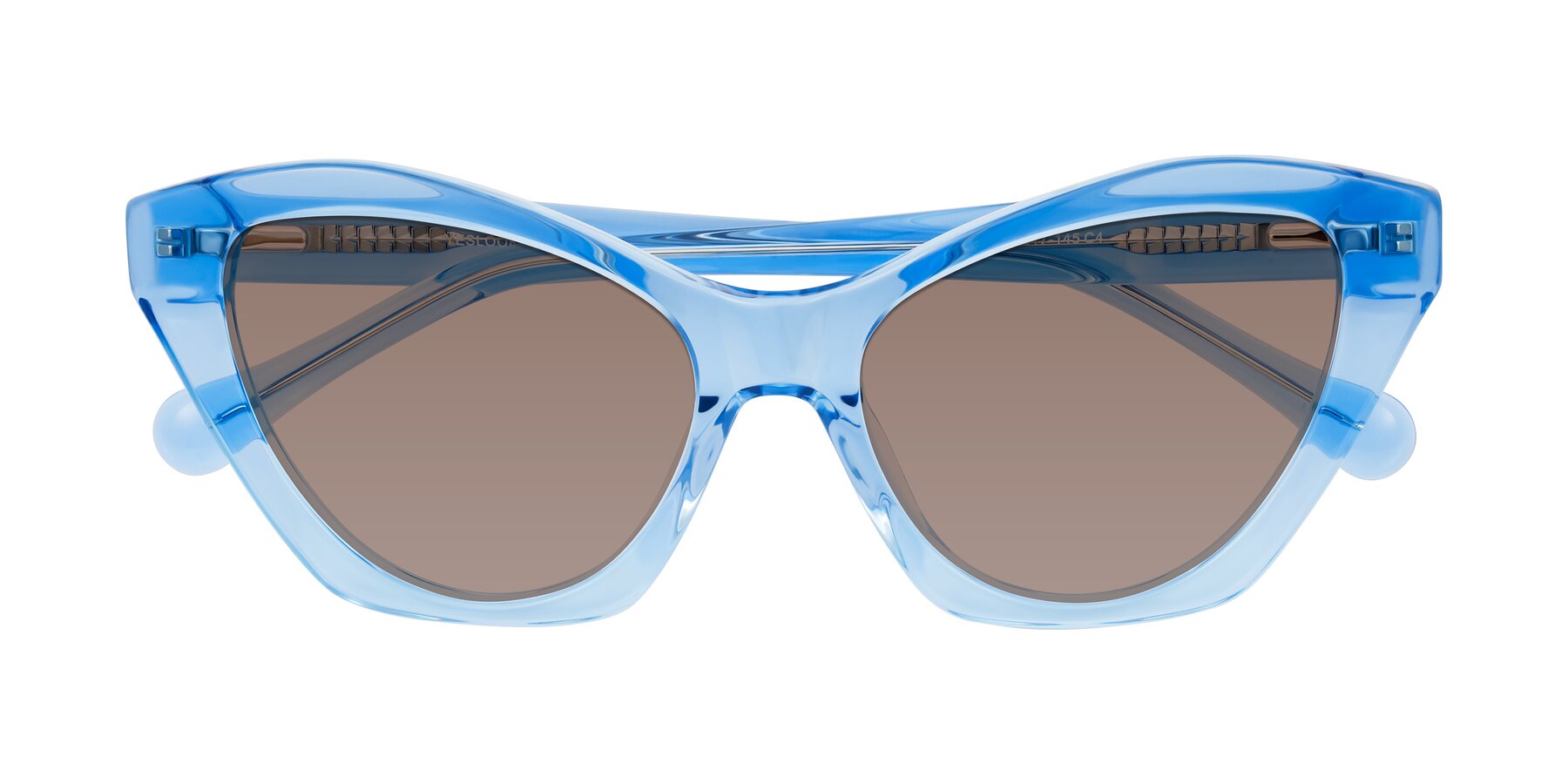 Folded Front of Limerick in Transparent Blue with Medium Brown Tinted Lenses