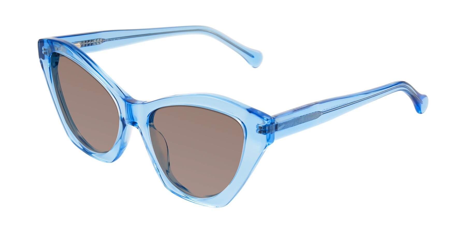 Angle of Limerick in Transparent Blue with Medium Brown Tinted Lenses